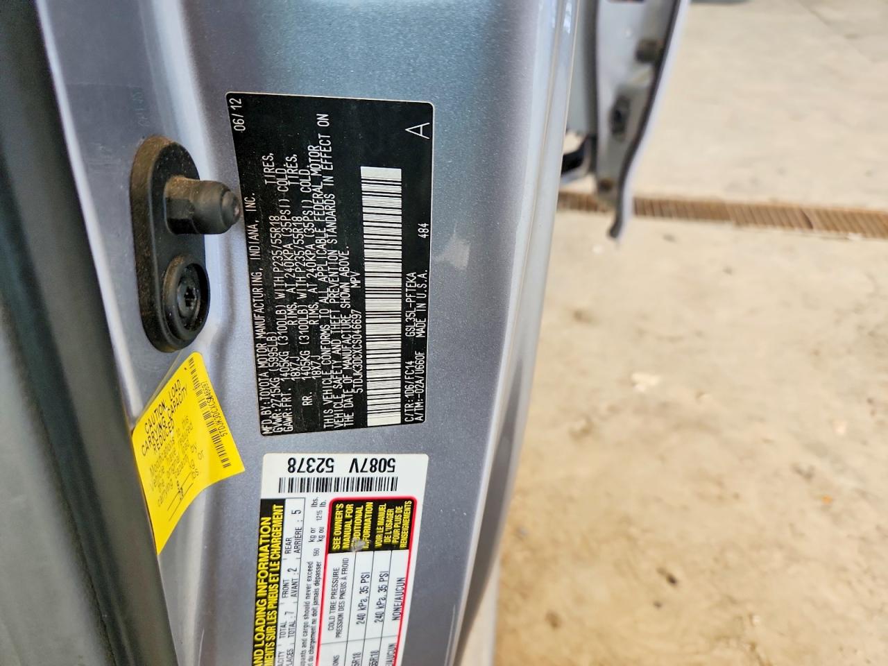 2012 Toyota Sienna Le Silver vin: 5TDJK3DCXCS046697