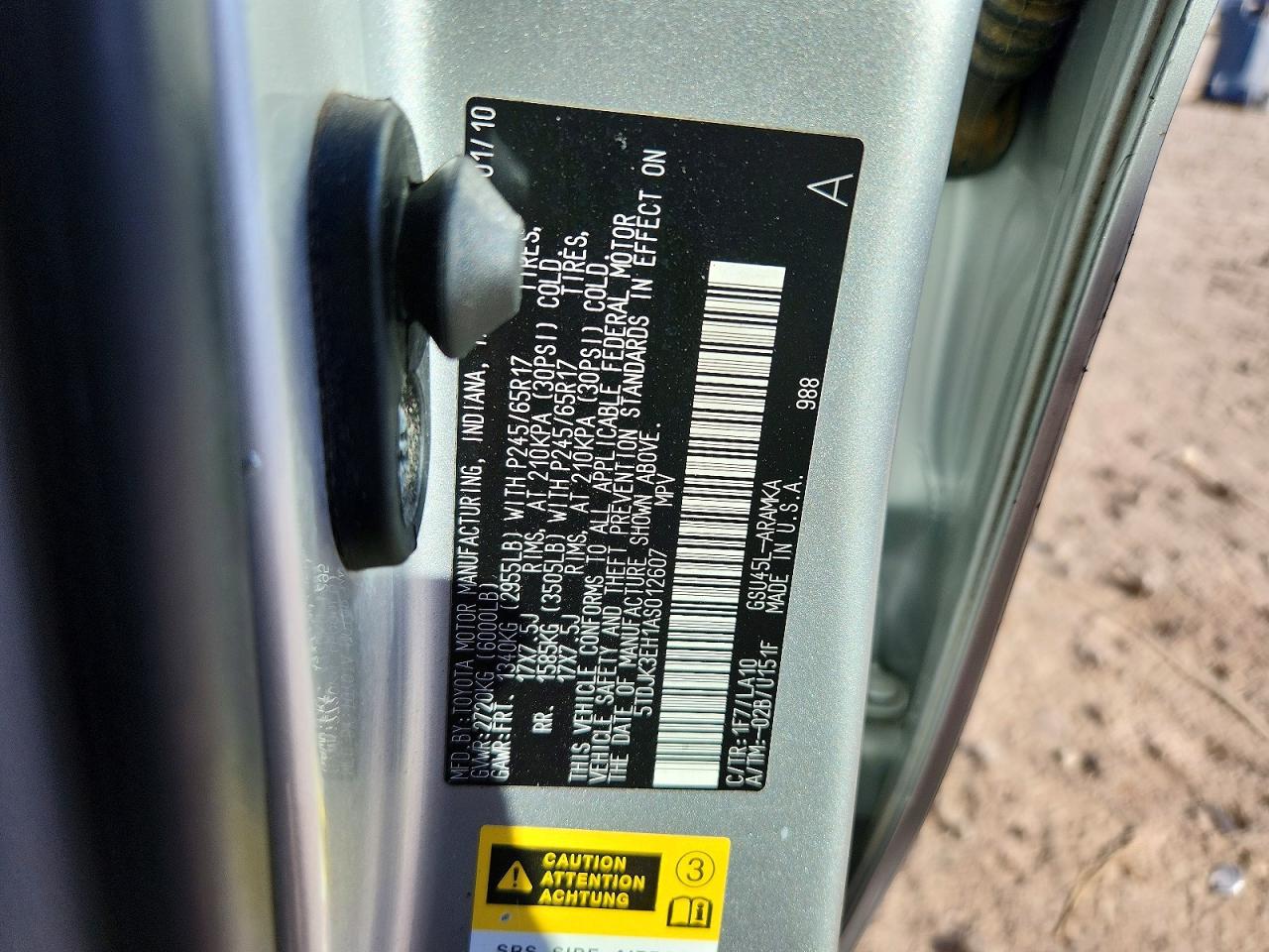 2010 Toyota Highlander Se Silver vin: 5TDJK3EH1AS012607