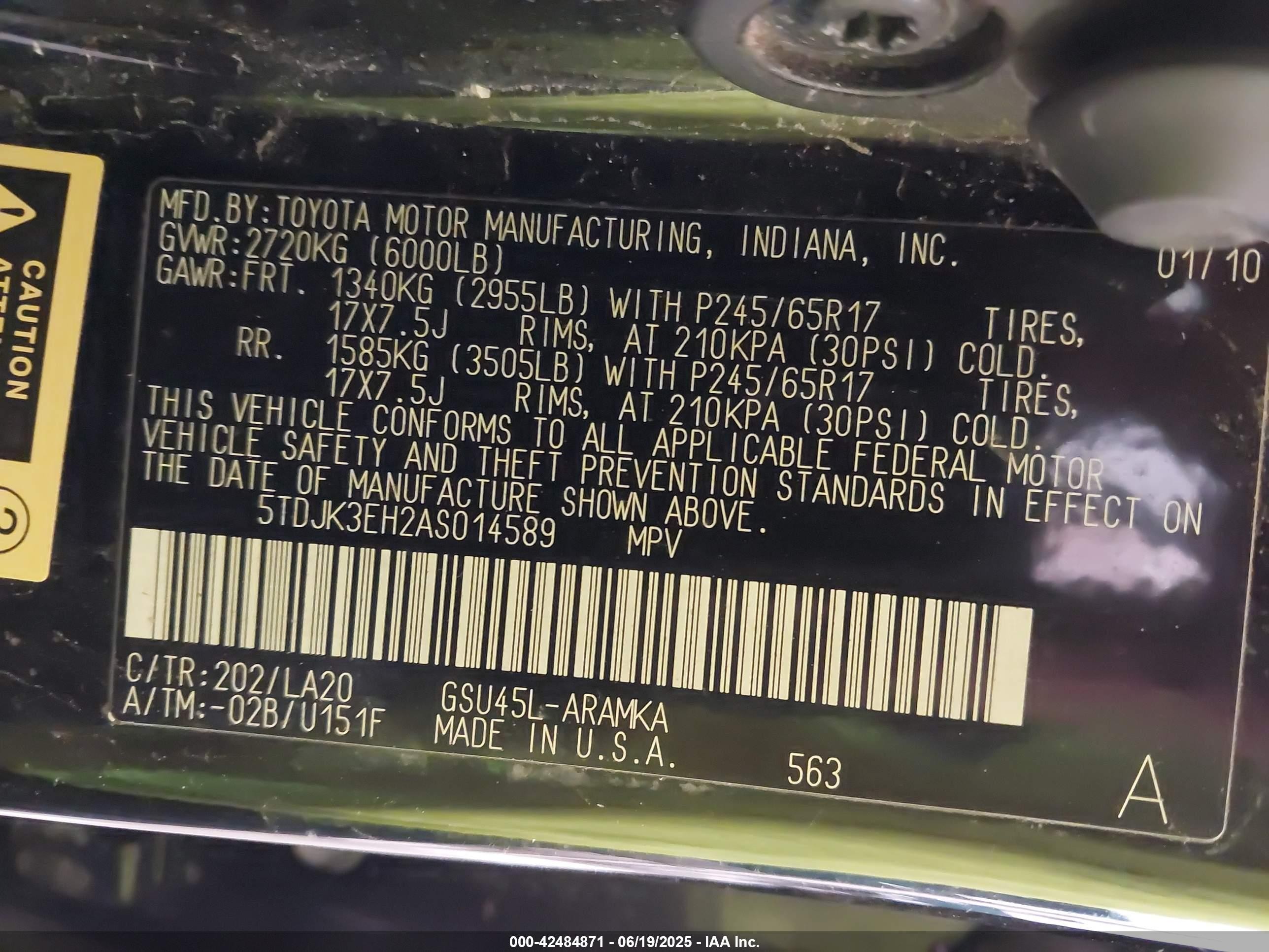2010 Toyota Highlander Se V6 Black vin: 5TDJK3EH2AS014589