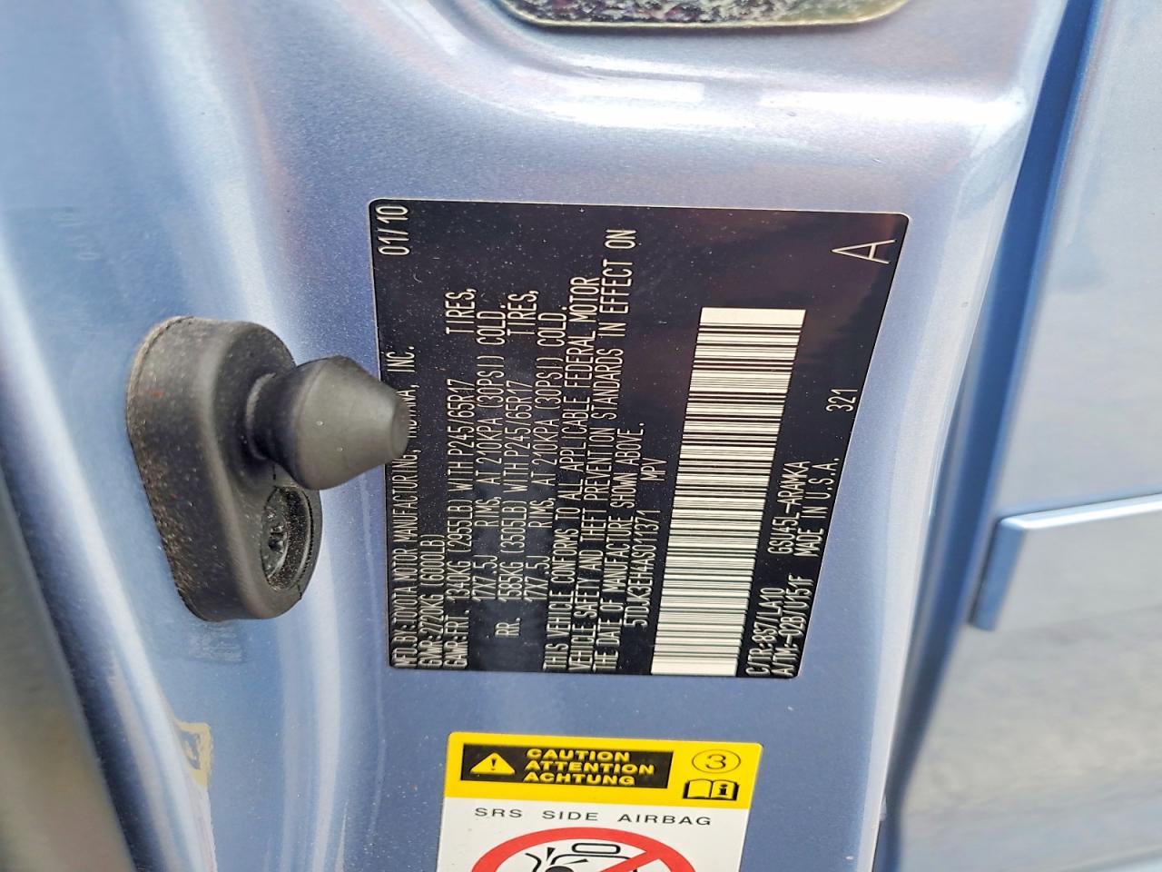 2010 Toyota Highlander Se Blue vin: 5TDJK3EH4AS011371