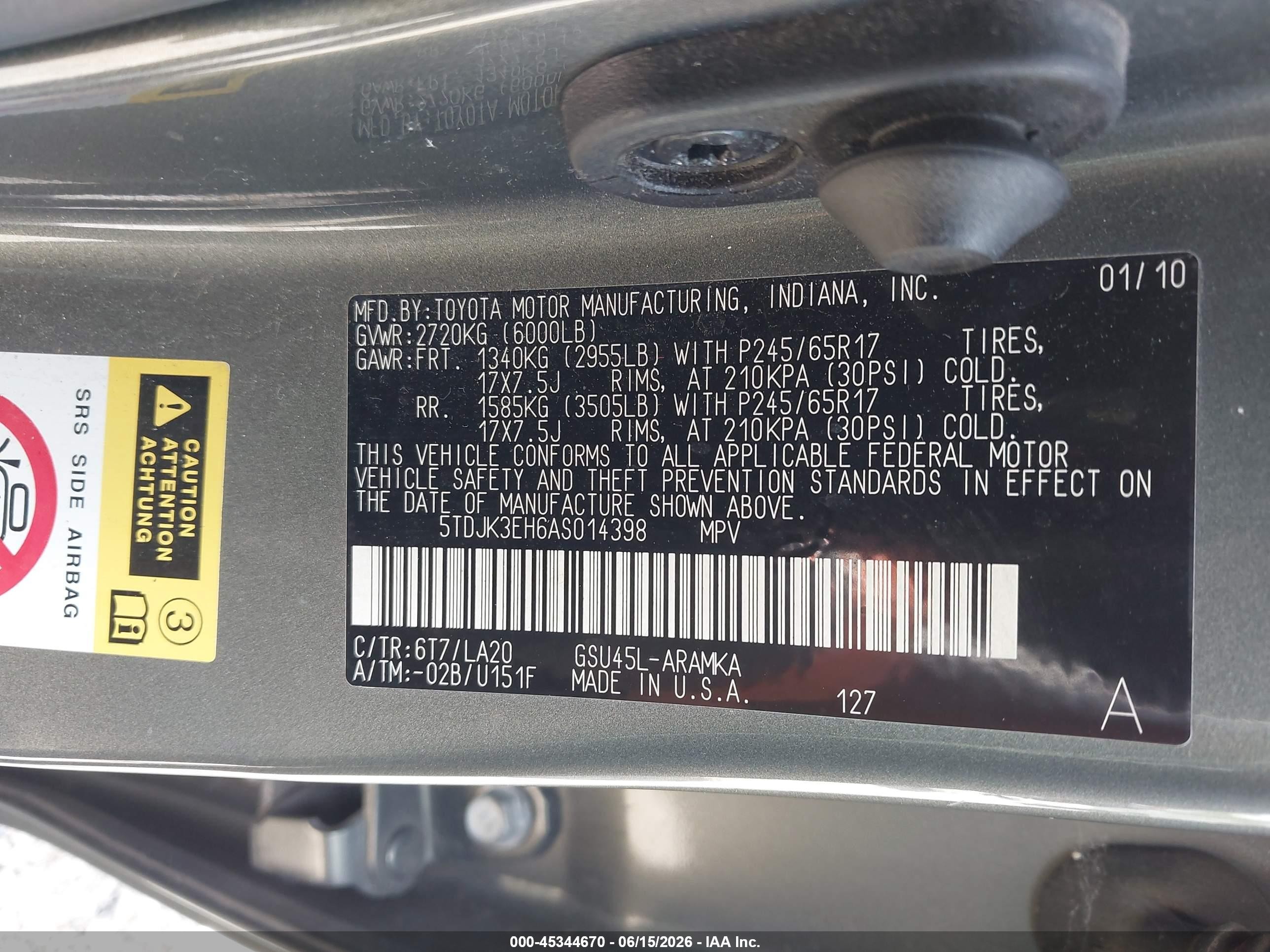 2010 Toyota Highlander Se V6 Gray vin: 5TDJK3EH6AS014398