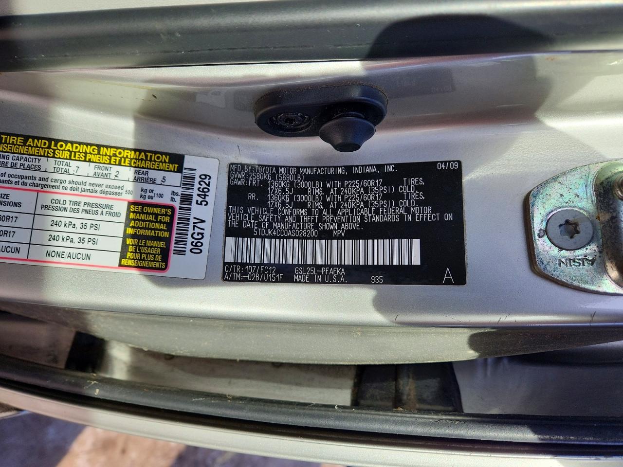 2010 Toyota Sienna Le Gray vin: 5TDJK4CC0AS028200
