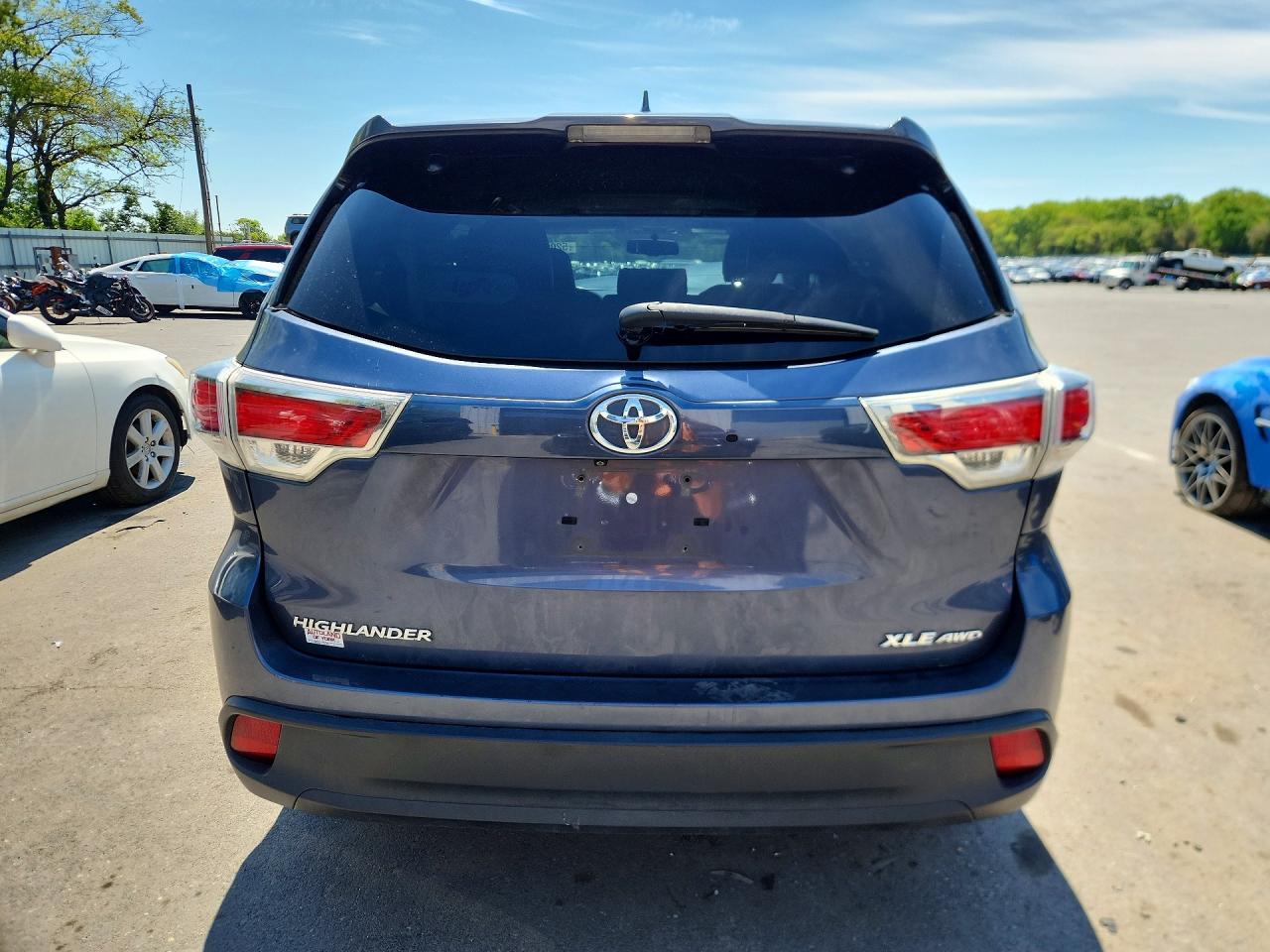2014 Toyota Highlander Xle Blue vin: 5TDJKRFH0ES042009