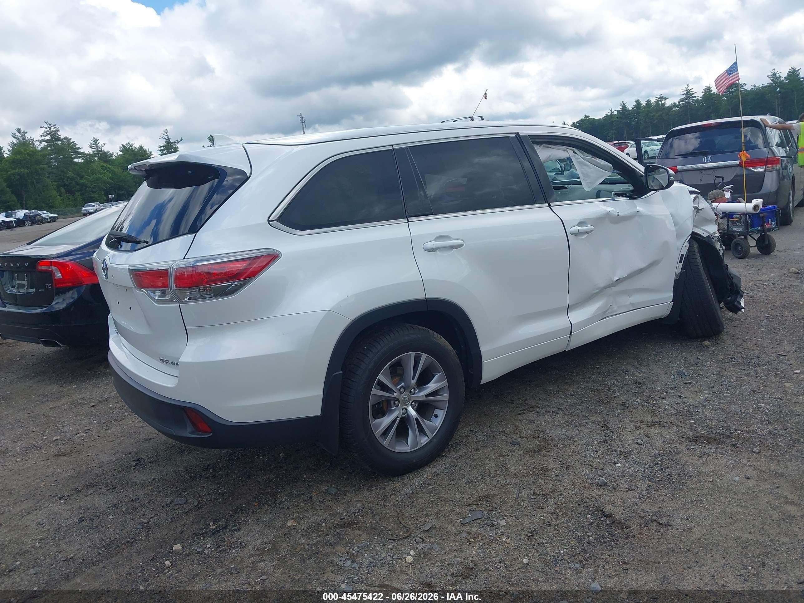 2015 Toyota Highlander Xle V6 White vin: 5TDJKRFH0FS149692