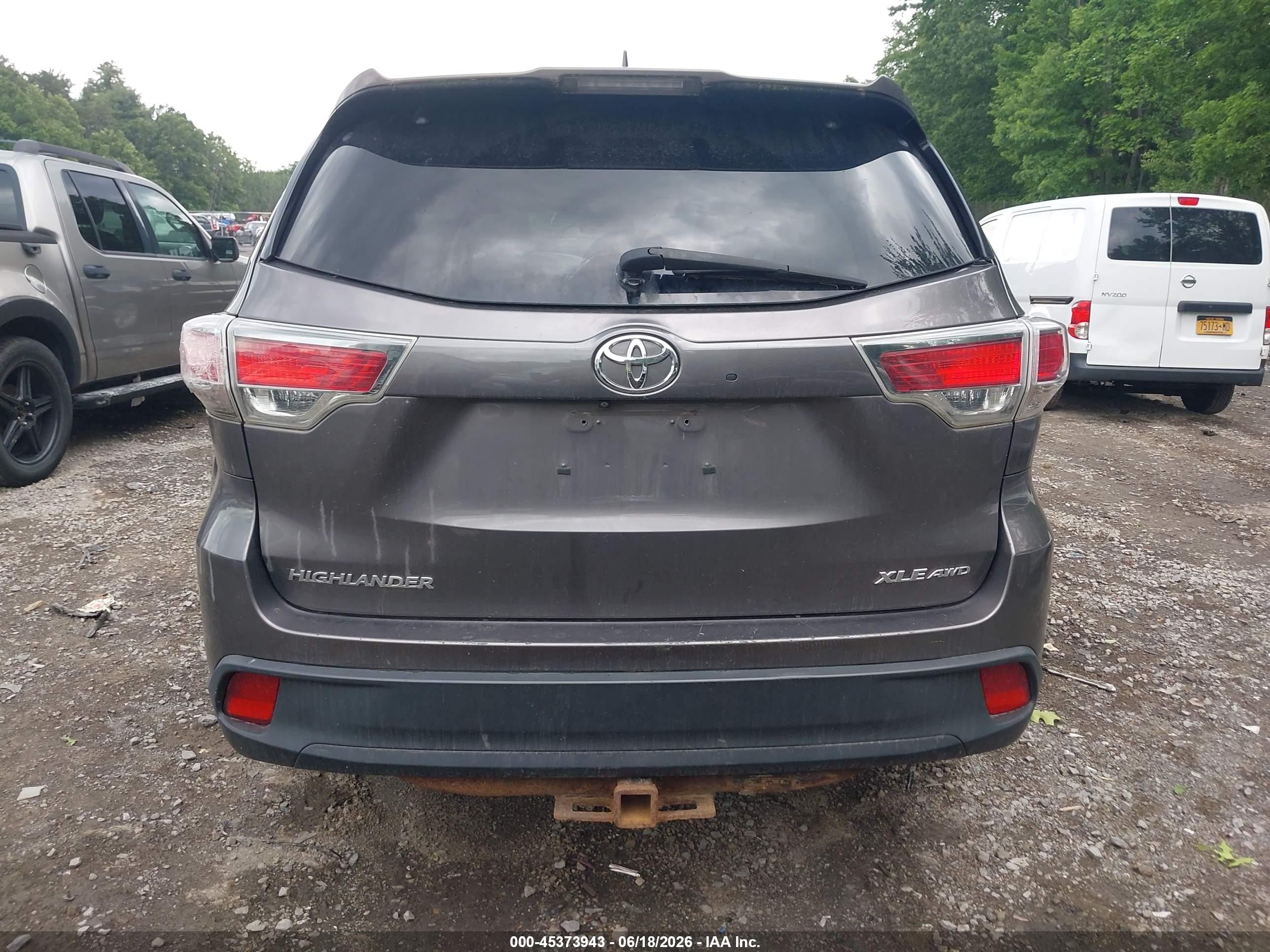 2015 Toyota Highlander Xle V6 Gray vin: 5TDJKRFH0FS151085