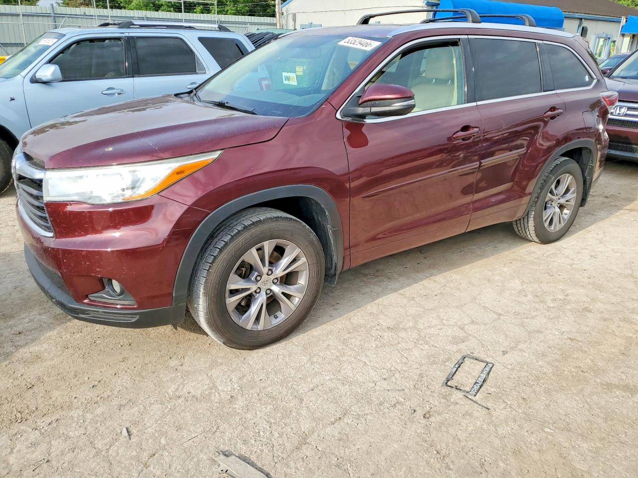 2015 Toyota Highlander Xle Maroon vin: 5TDJKRFH0FS158943