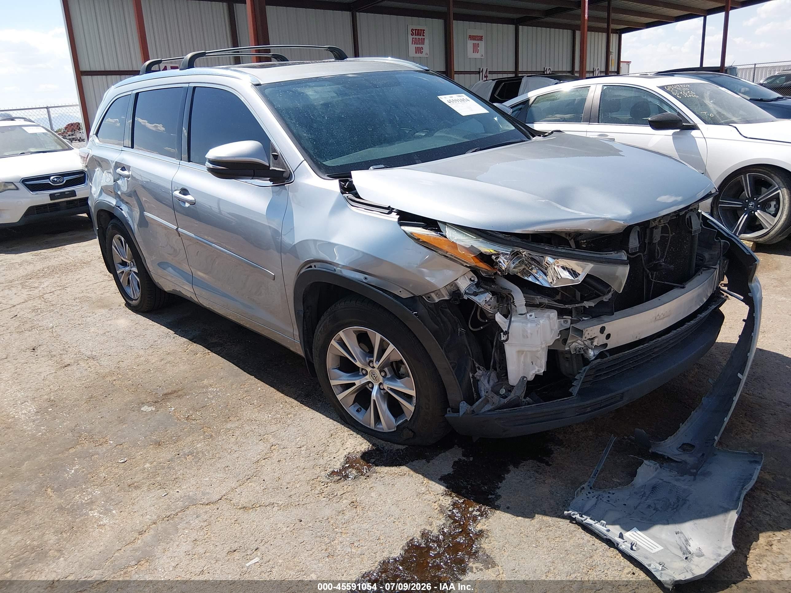 2015 Toyota Highlander Xle V6 Silver vin: 5TDJKRFH0FS183552
