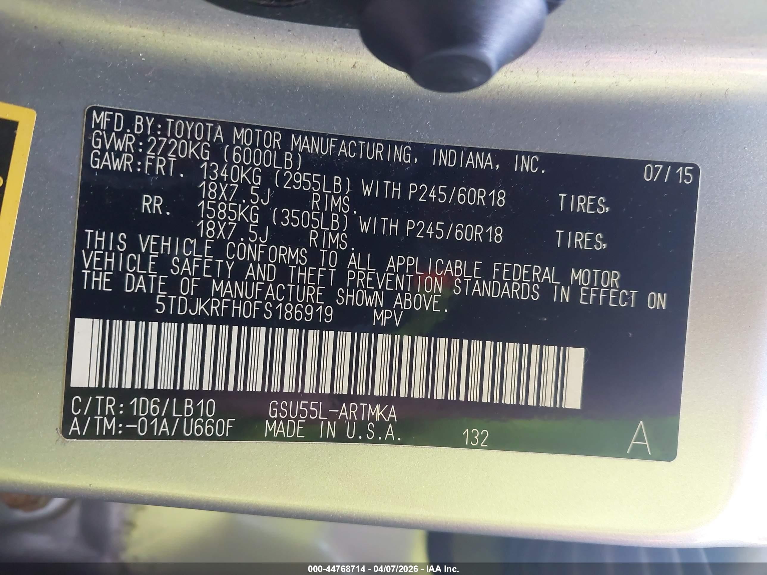 2015 Toyota Highlander Xle V6 Silver vin: 5TDJKRFH0FS186919