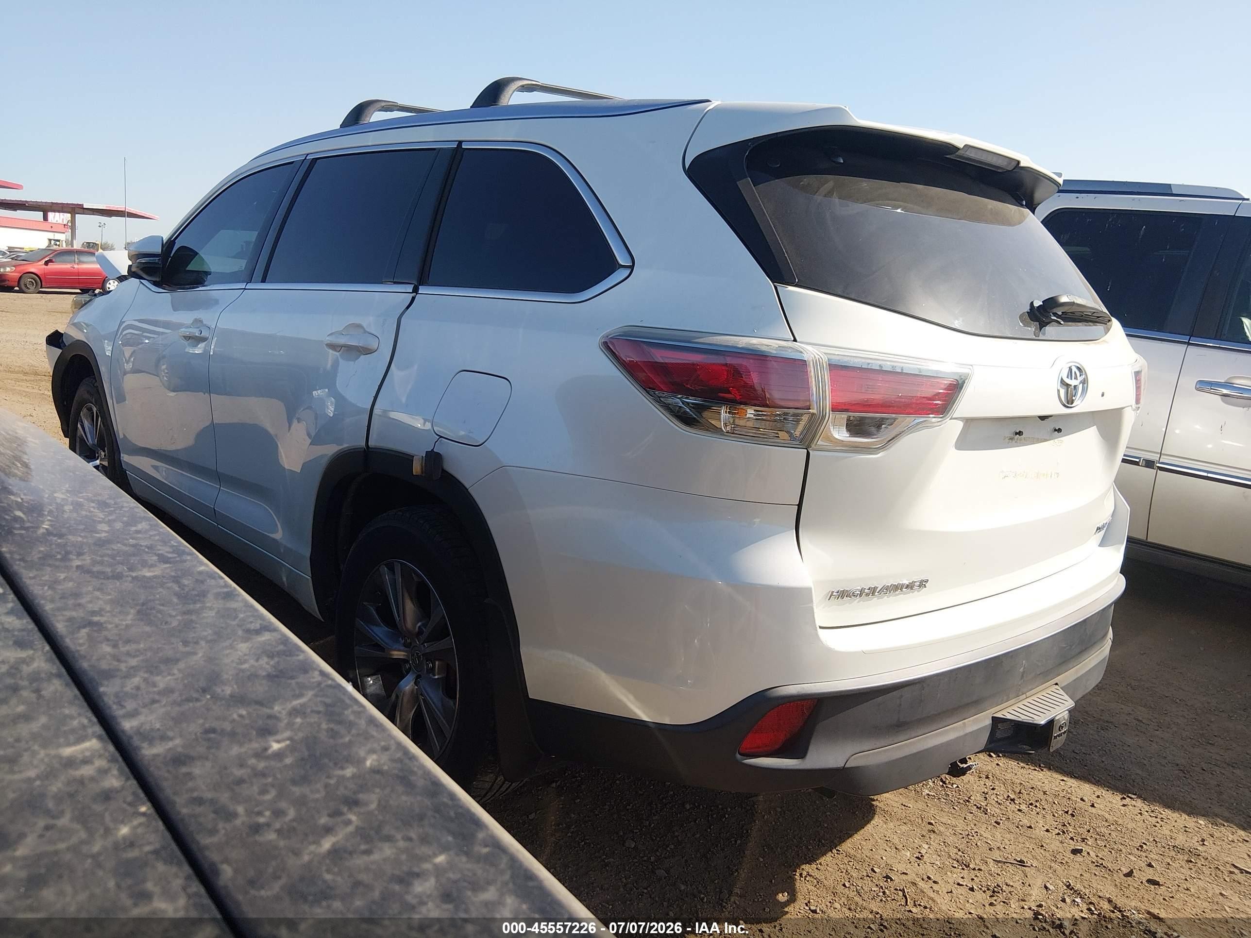 2015 Toyota Highlander Xle V6 White vin: 5TDJKRFH0FS196298