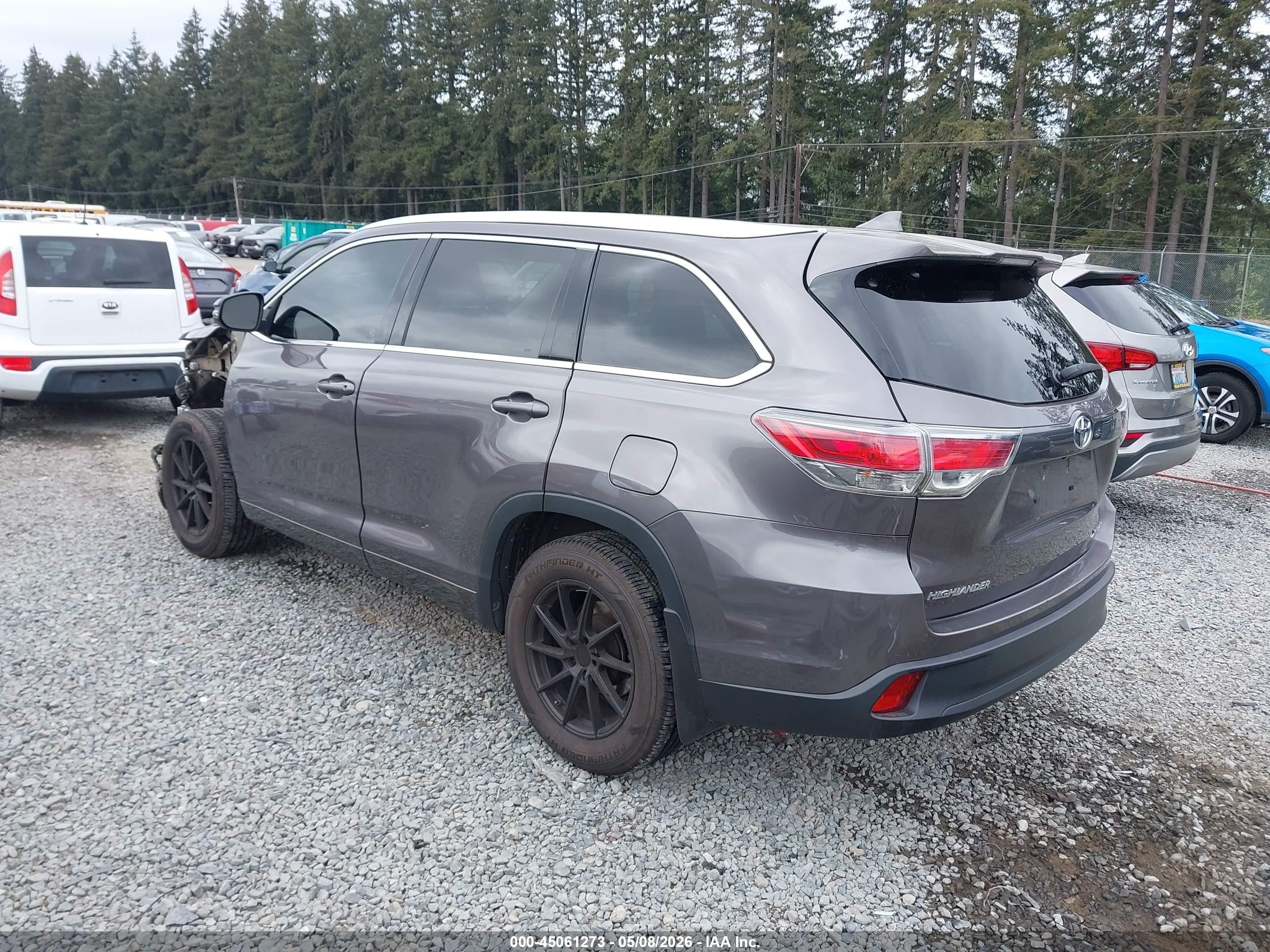 2015 Toyota Highlander Xle V6 Серый vin: 5TDJKRFH0FS210992