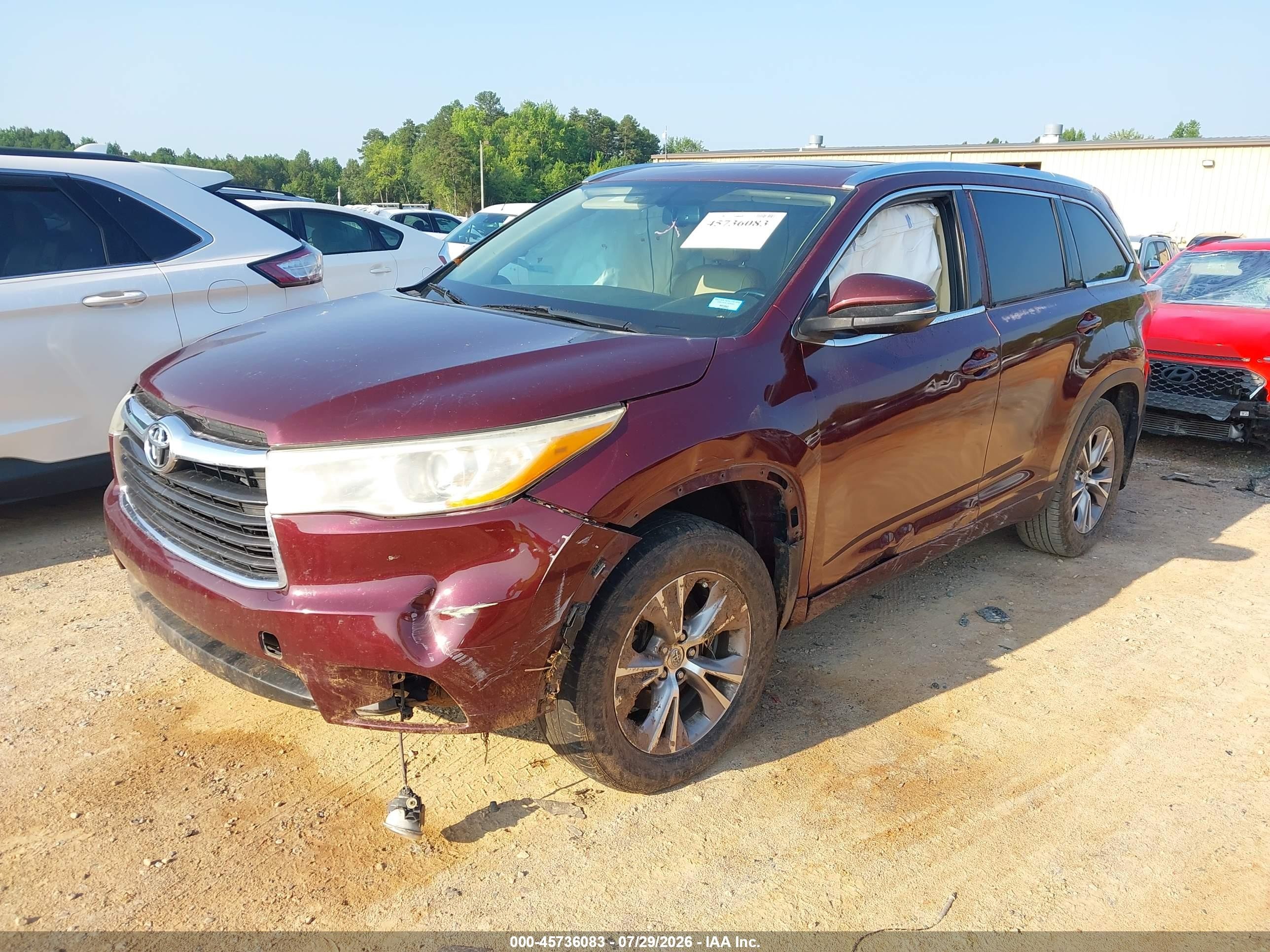 2014 Toyota Highlander Xle V6 Красный vin: 5TDJKRFH2ES014146