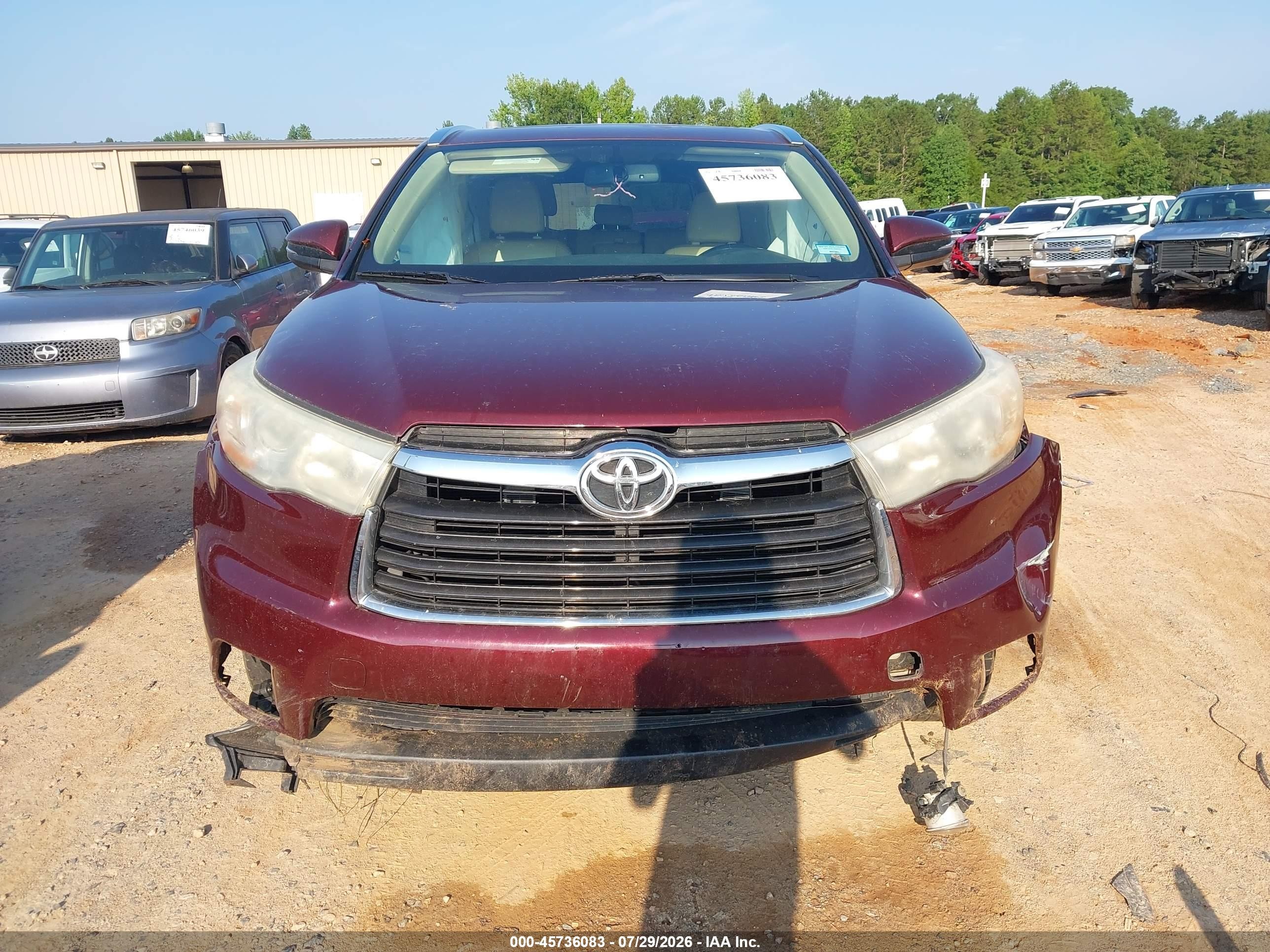 2014 Toyota Highlander Xle V6 Красный vin: 5TDJKRFH2ES014146