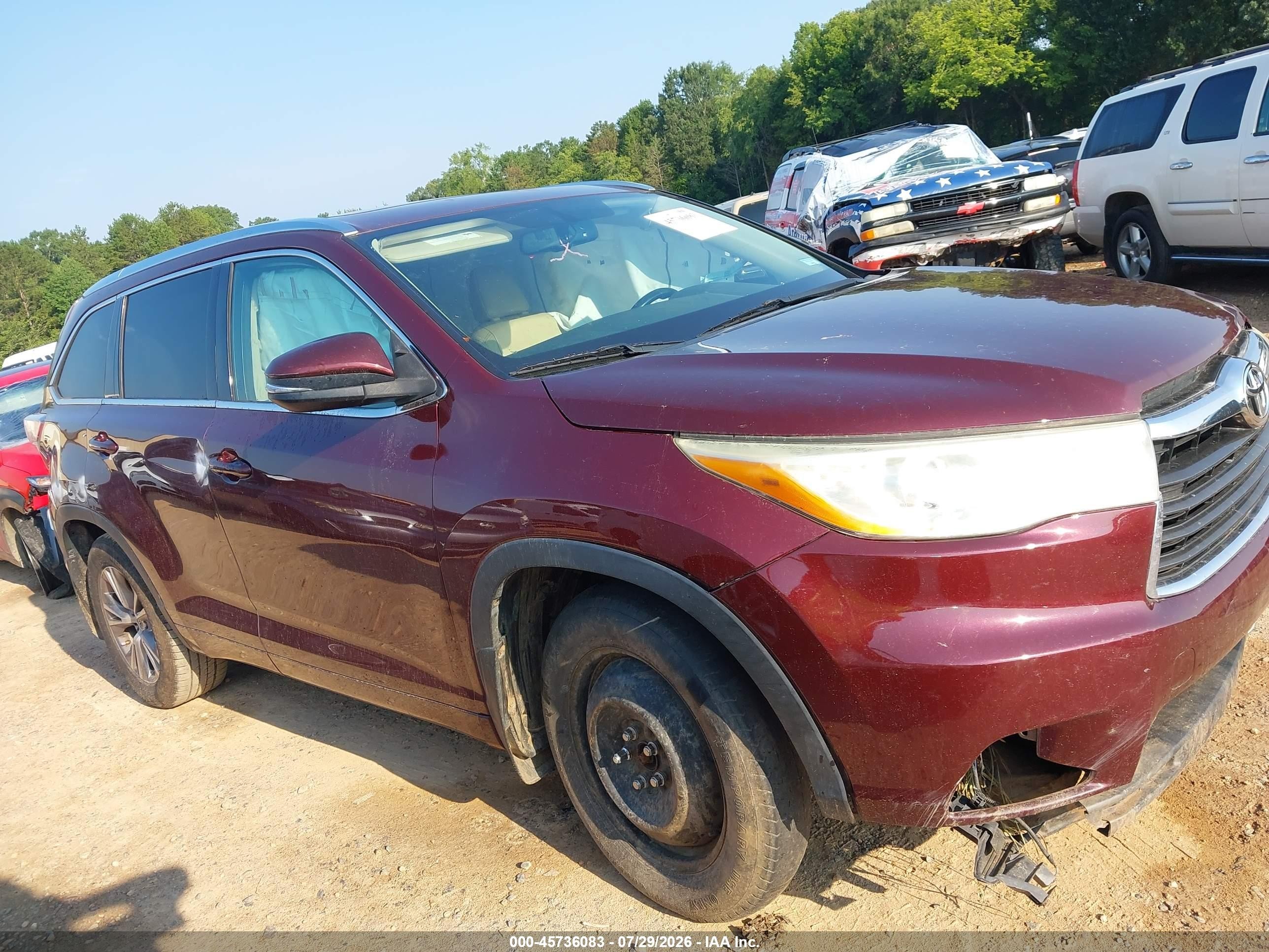 2014 Toyota Highlander Xle V6 Красный vin: 5TDJKRFH2ES014146