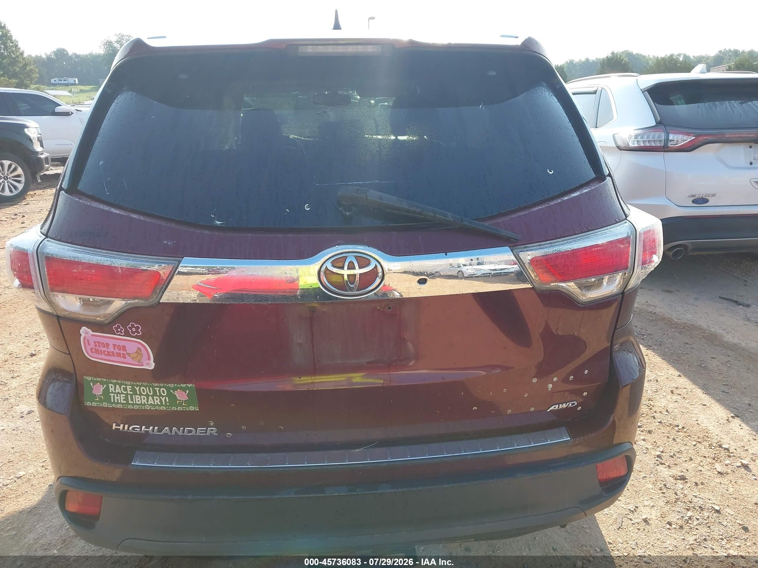 2014 Toyota Highlander Xle V6 Красный vin: 5TDJKRFH2ES014146