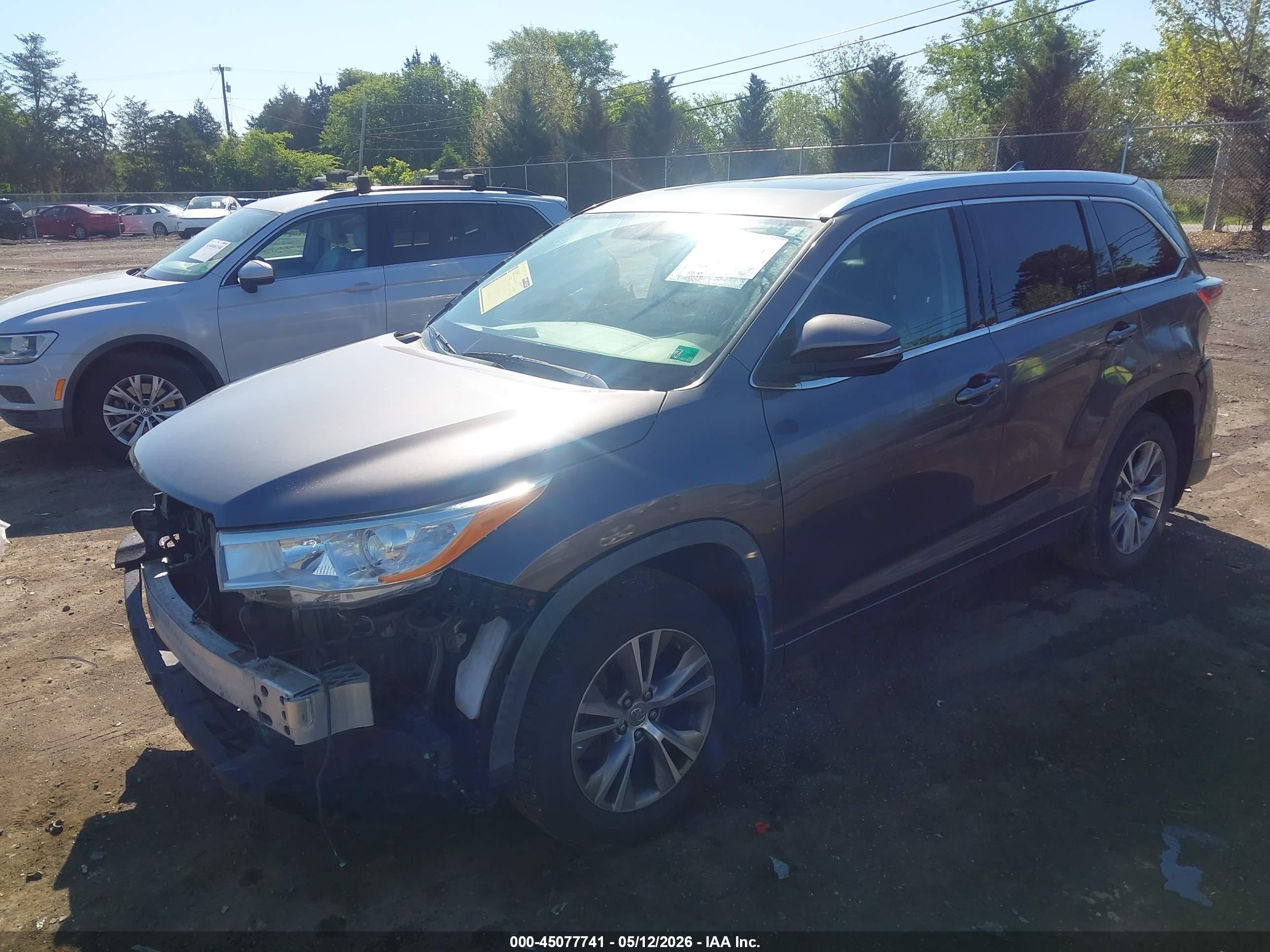 2014 Toyota Highlander Xle V6 Gray vin: 5TDJKRFH2ES025891