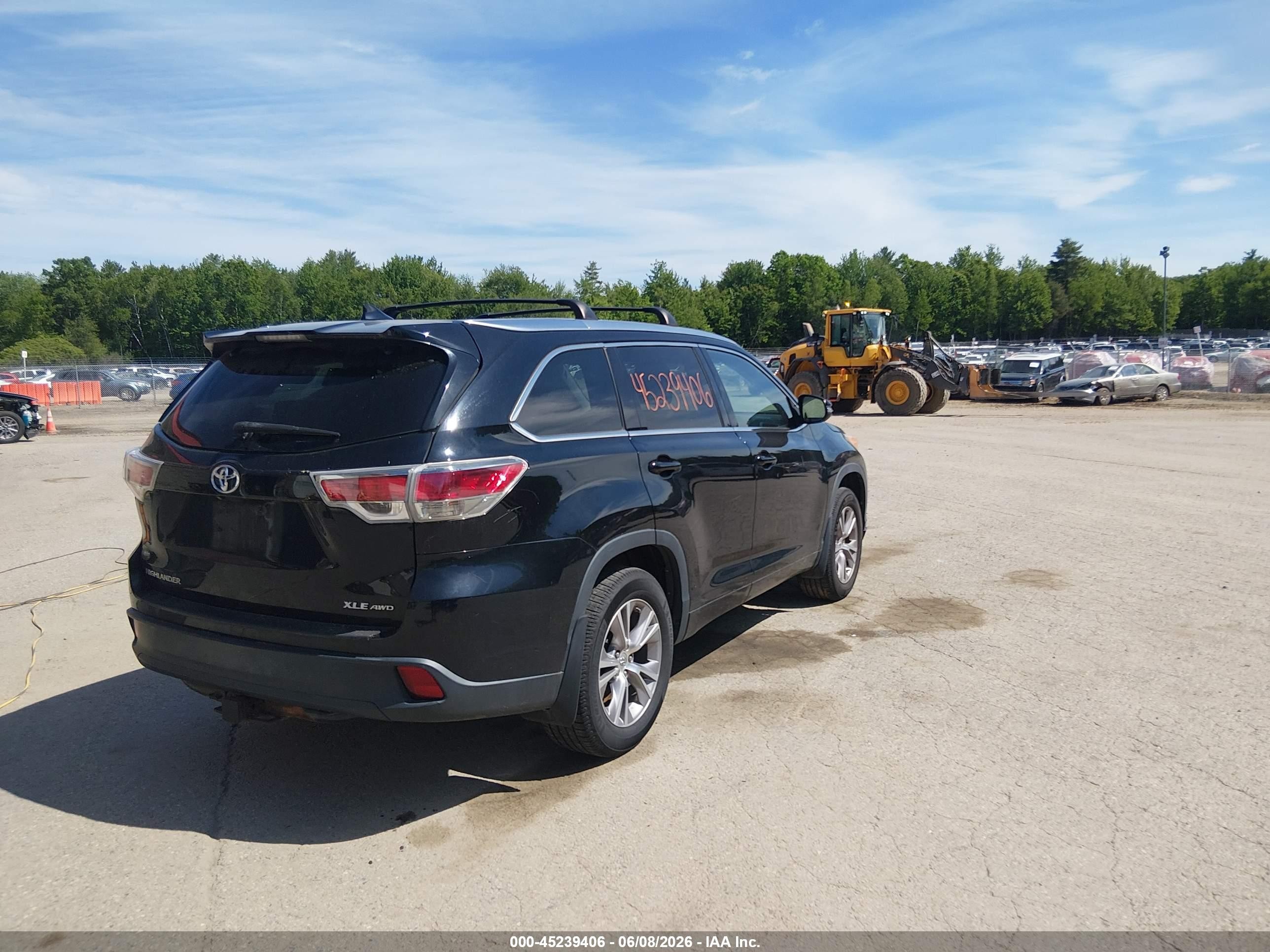 2014 Toyota Highlander Xle V6 Black vin: 5TDJKRFH2ES054565