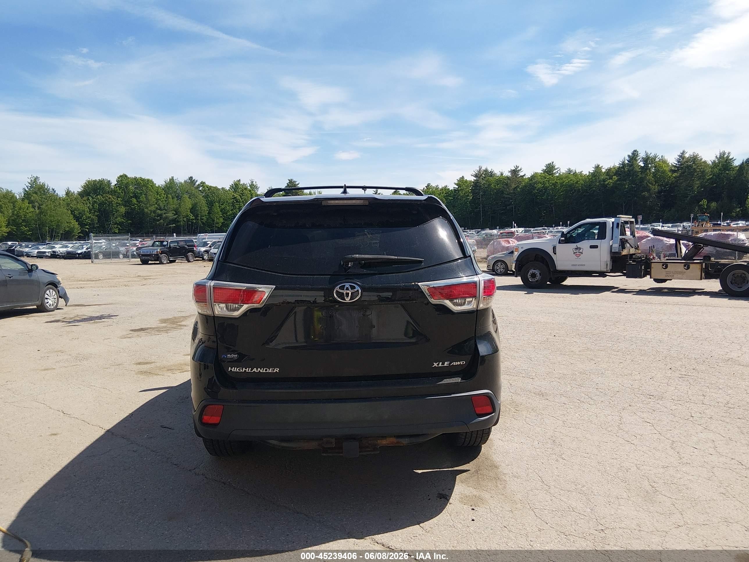2014 Toyota Highlander Xle V6 Black vin: 5TDJKRFH2ES054565