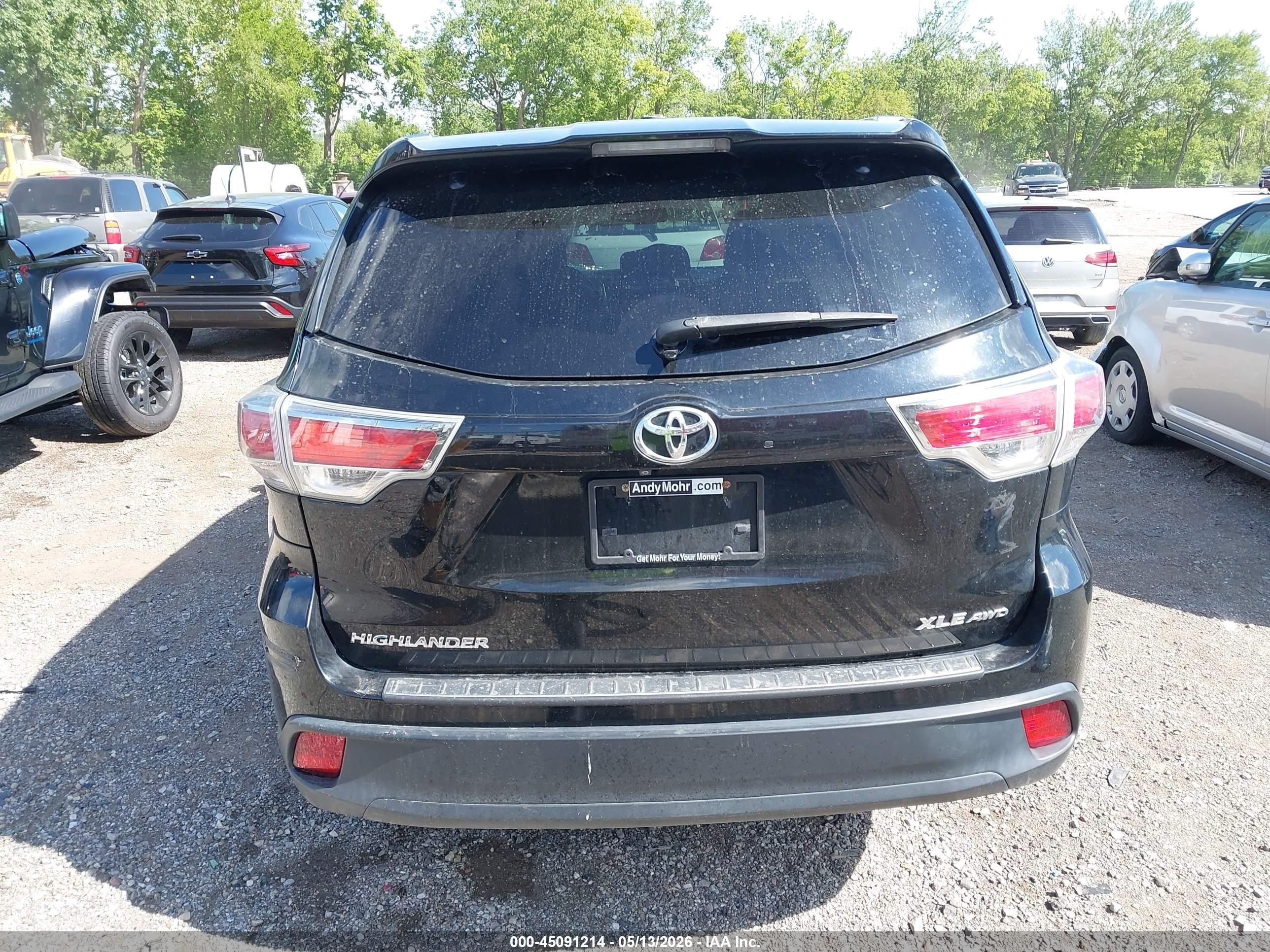 2015 Toyota Highlander Xle V6 Черный vin: 5TDJKRFH2FS112269