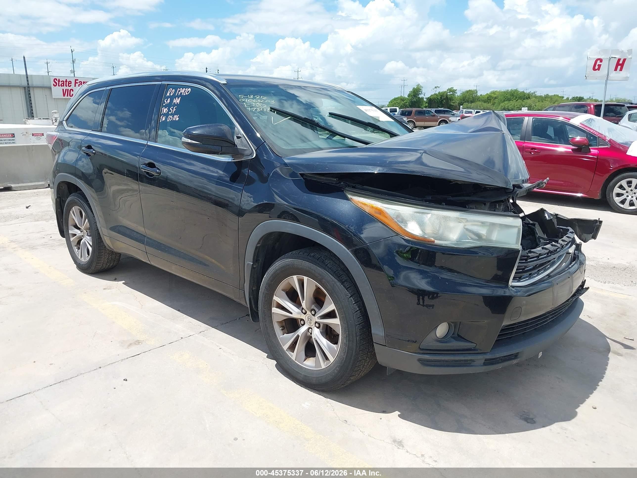 2015 Toyota Highlander Xle V6 Black vin: 5TDJKRFH2FS173489