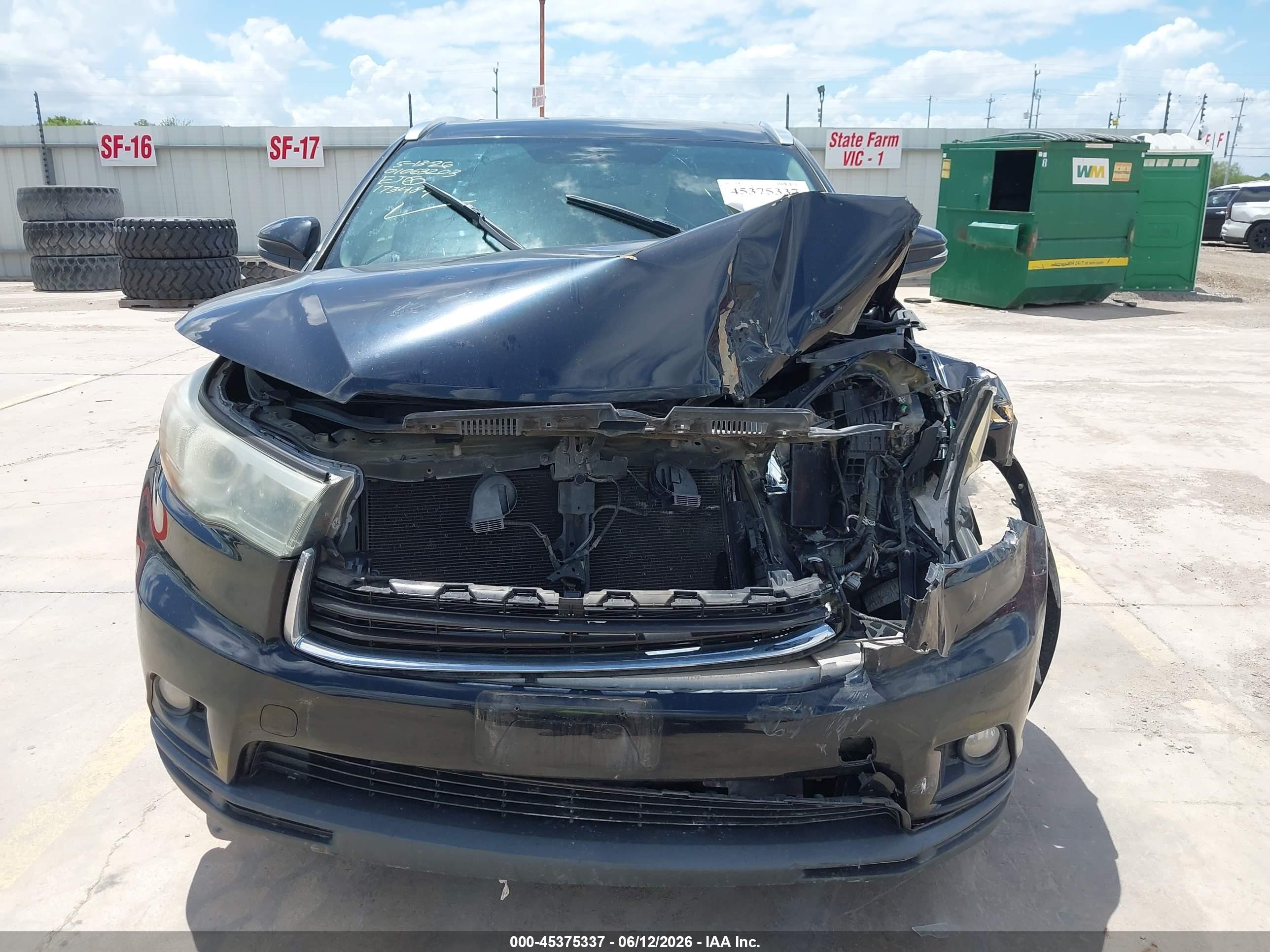 2015 Toyota Highlander Xle V6 Black vin: 5TDJKRFH2FS173489