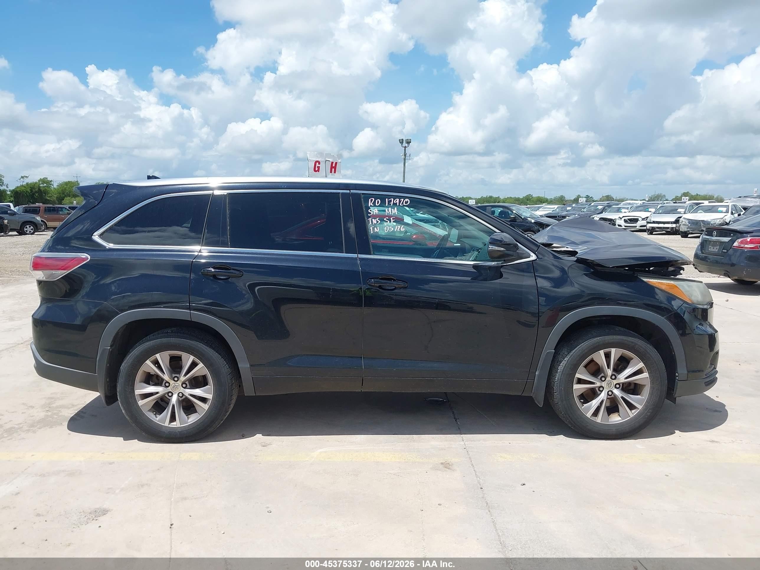 2015 Toyota Highlander Xle V6 Black vin: 5TDJKRFH2FS173489