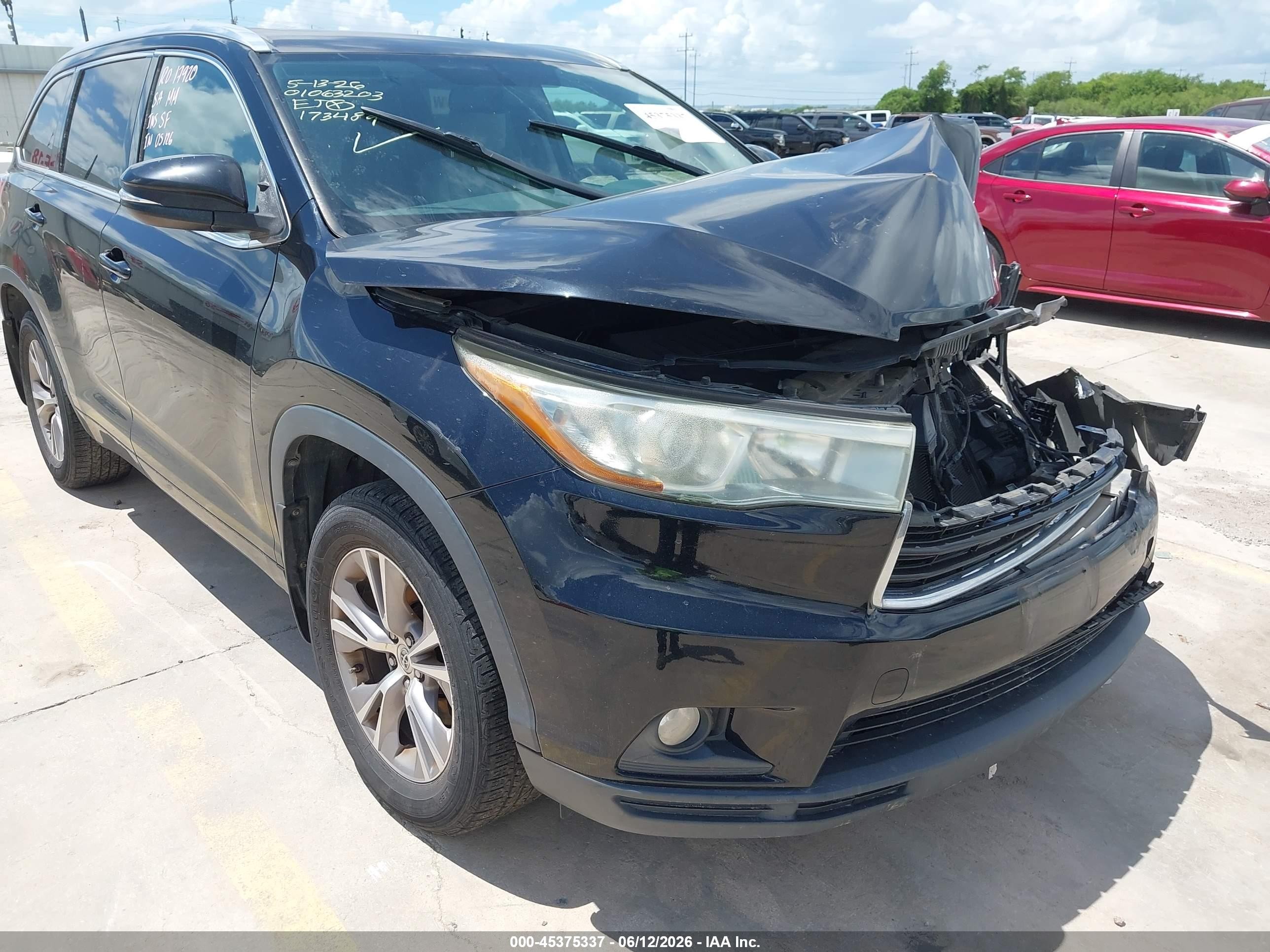 2015 Toyota Highlander Xle V6 Black vin: 5TDJKRFH2FS173489