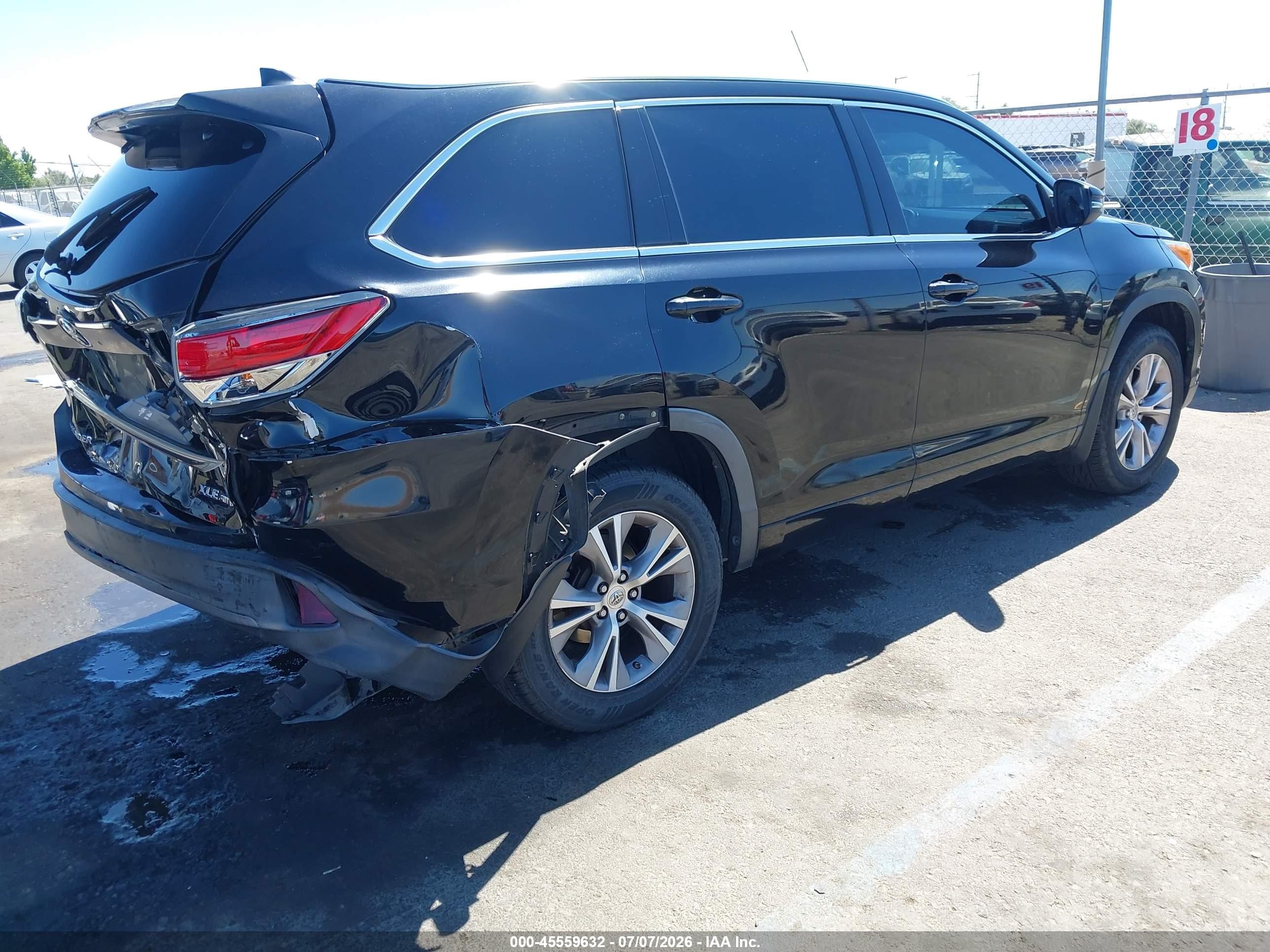 2015 Toyota Highlander Xle V6 Black vin: 5TDJKRFH2FS181043