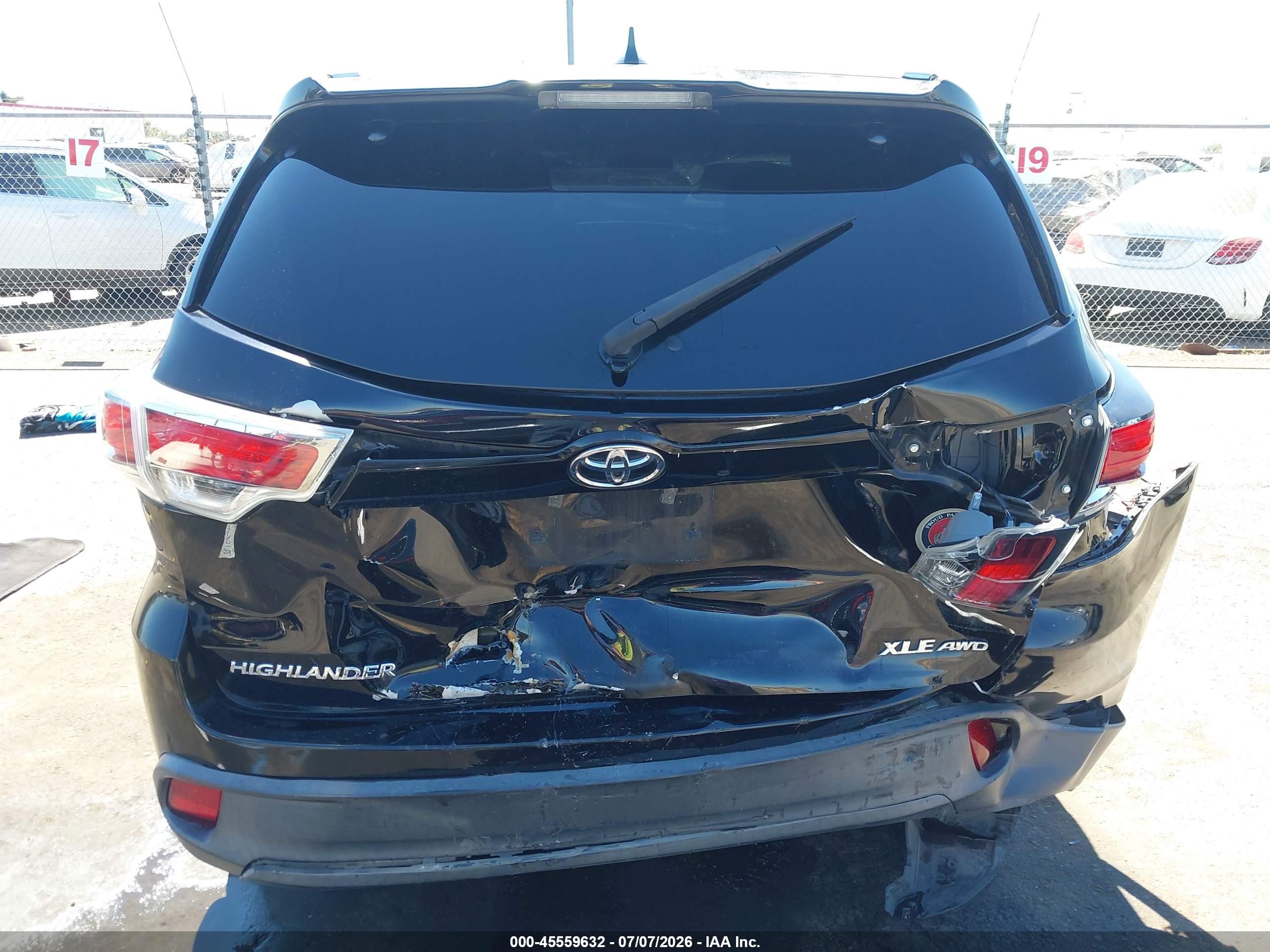 2015 Toyota Highlander Xle V6 Black vin: 5TDJKRFH2FS181043