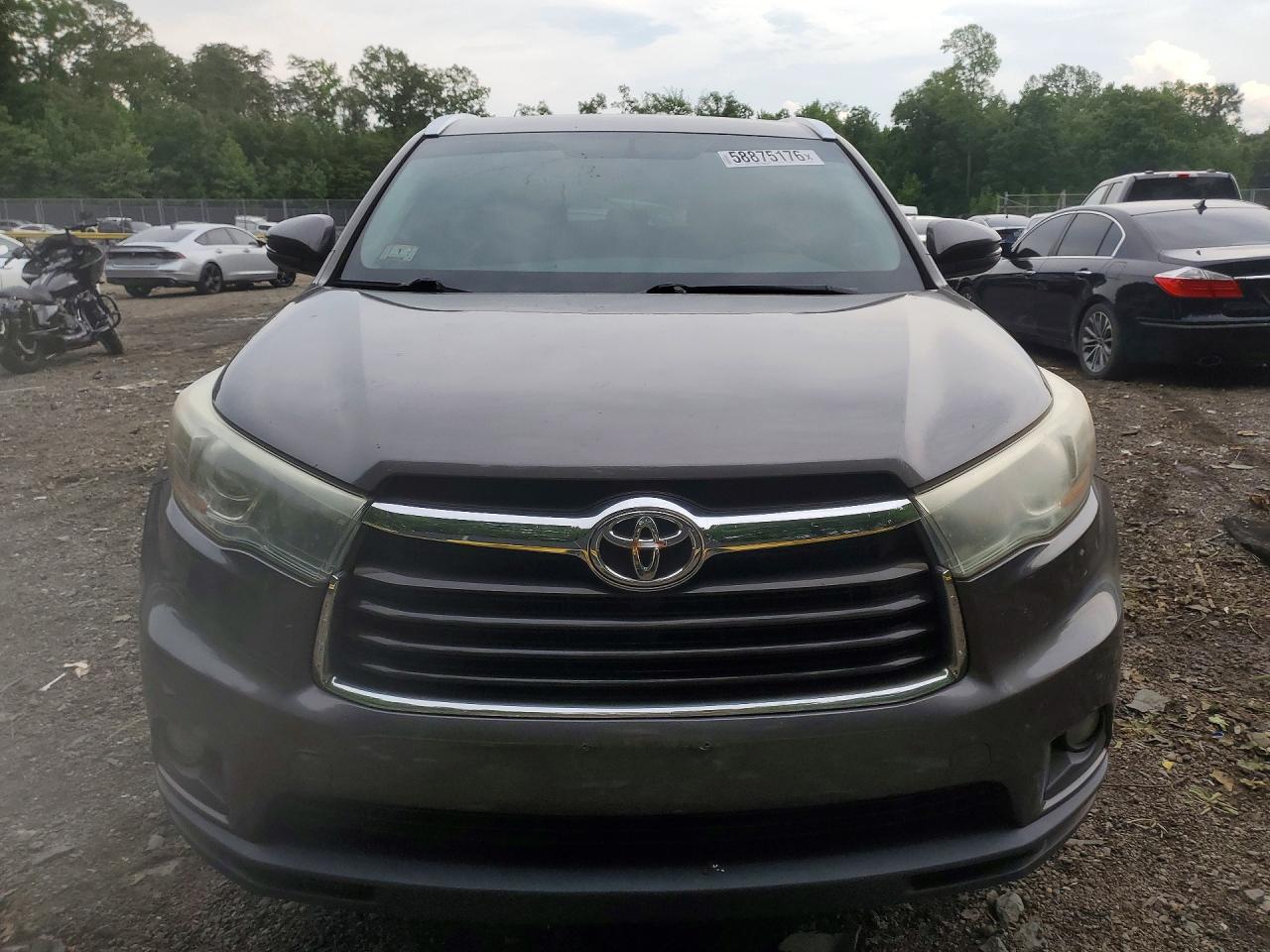 2015 Toyota Highlander Xle Gray vin: 5TDJKRFH2FS190776