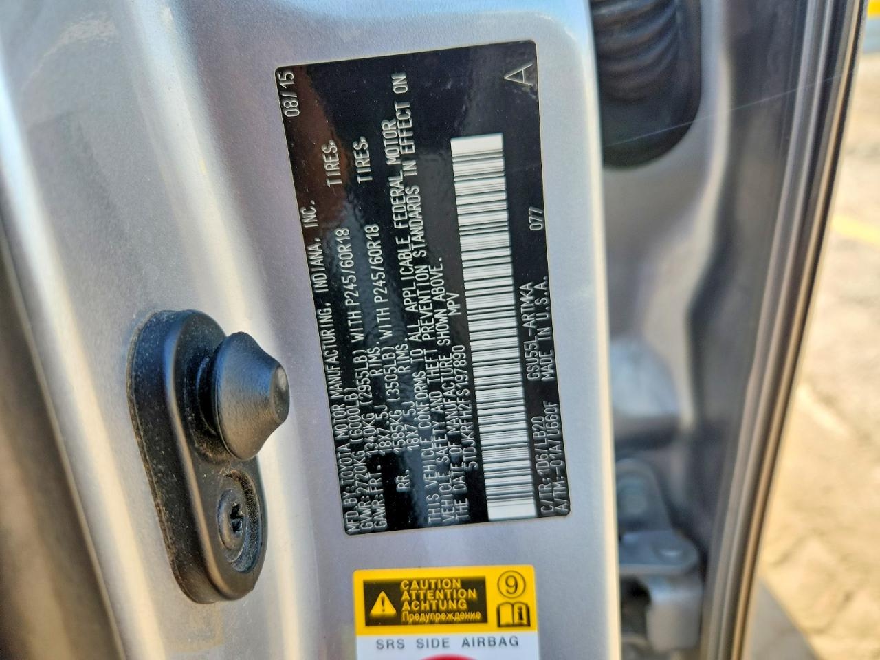 2015 Toyota Highlander Xle Gray vin: 5TDJKRFH2FS197890