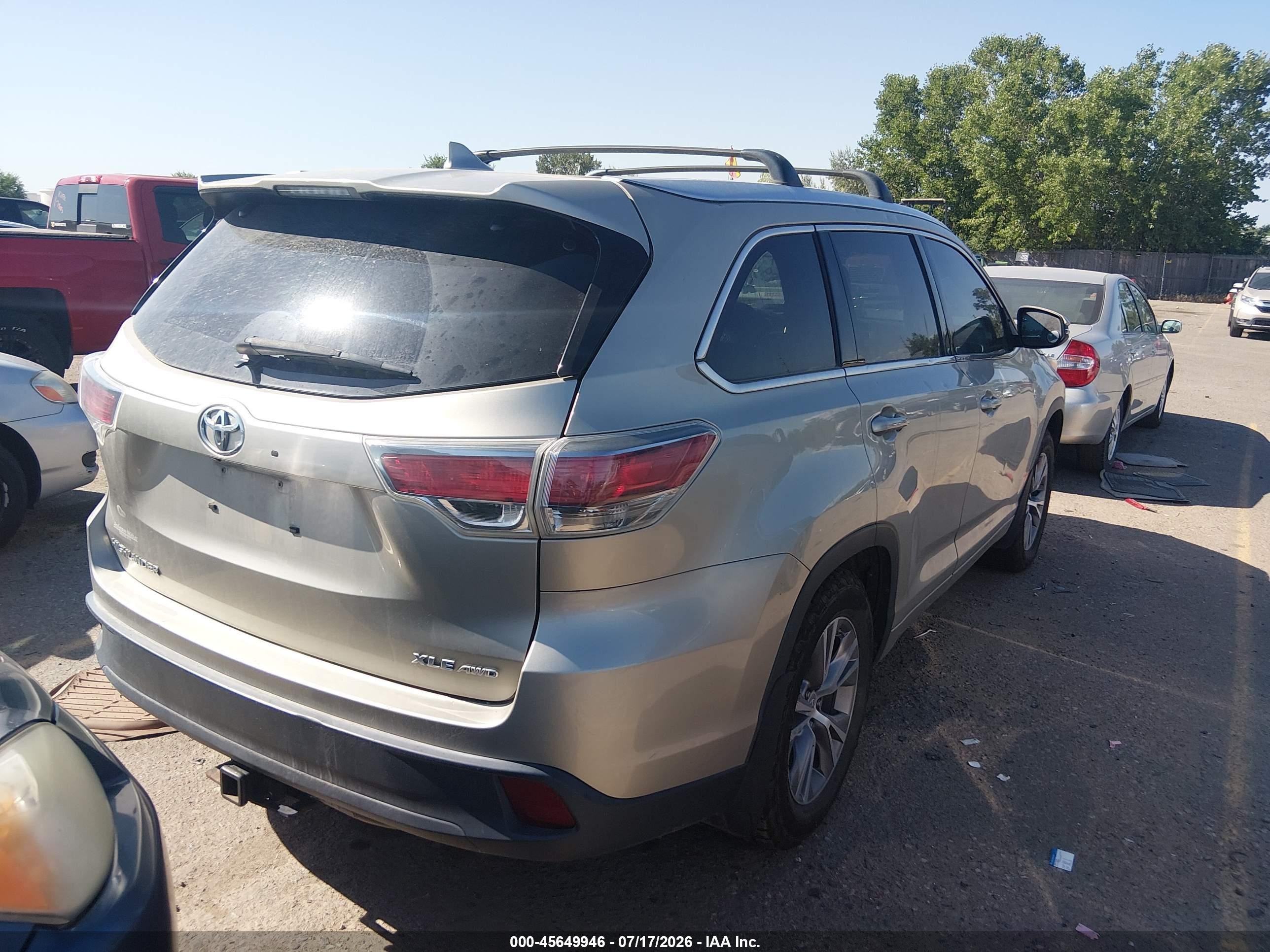 2015 Toyota Highlander Xle V6 Tan vin: 5TDJKRFH2FS198960