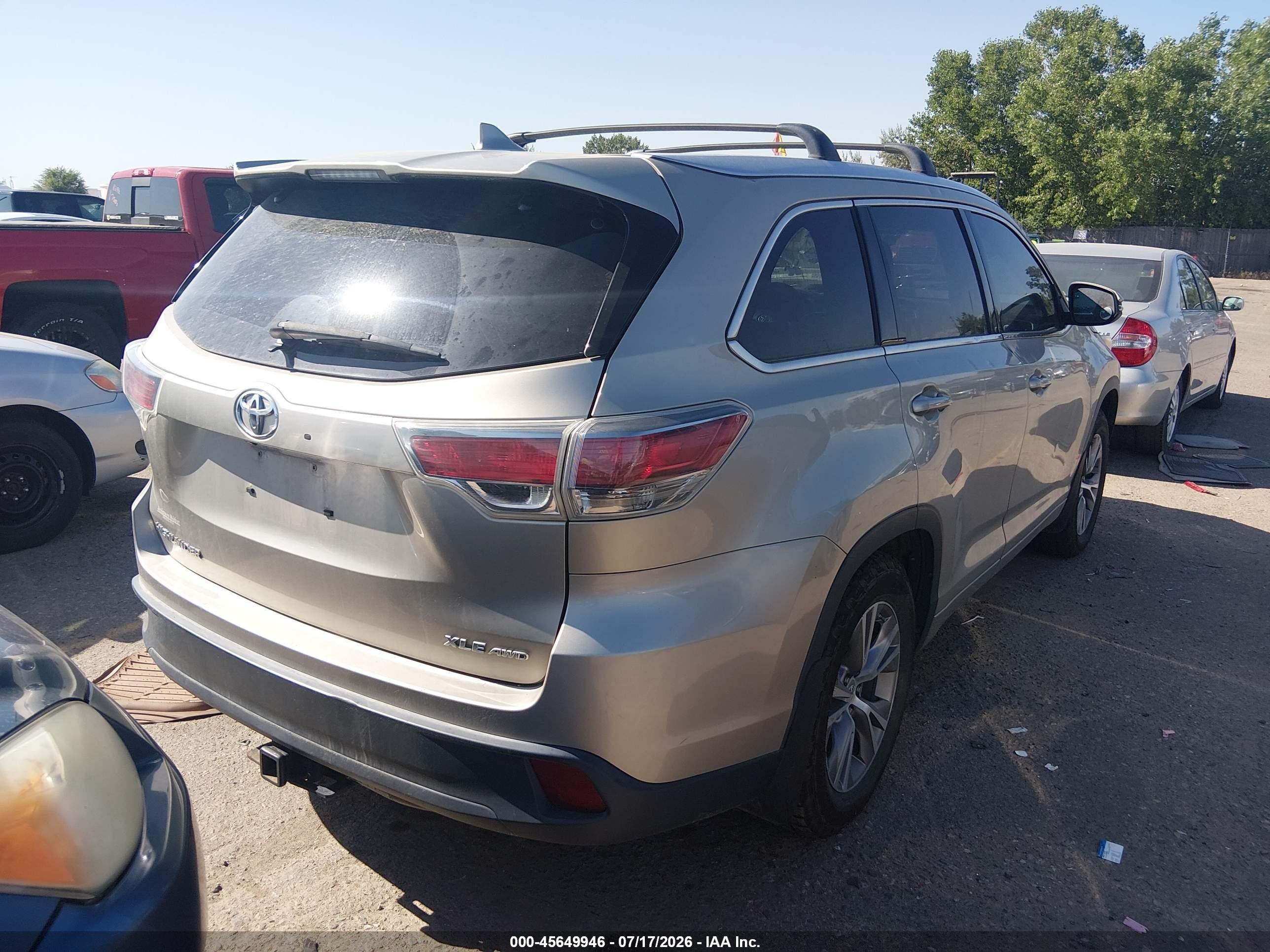 2015 Toyota Highlander Xle V6 Tan vin: 5TDJKRFH2FS198960