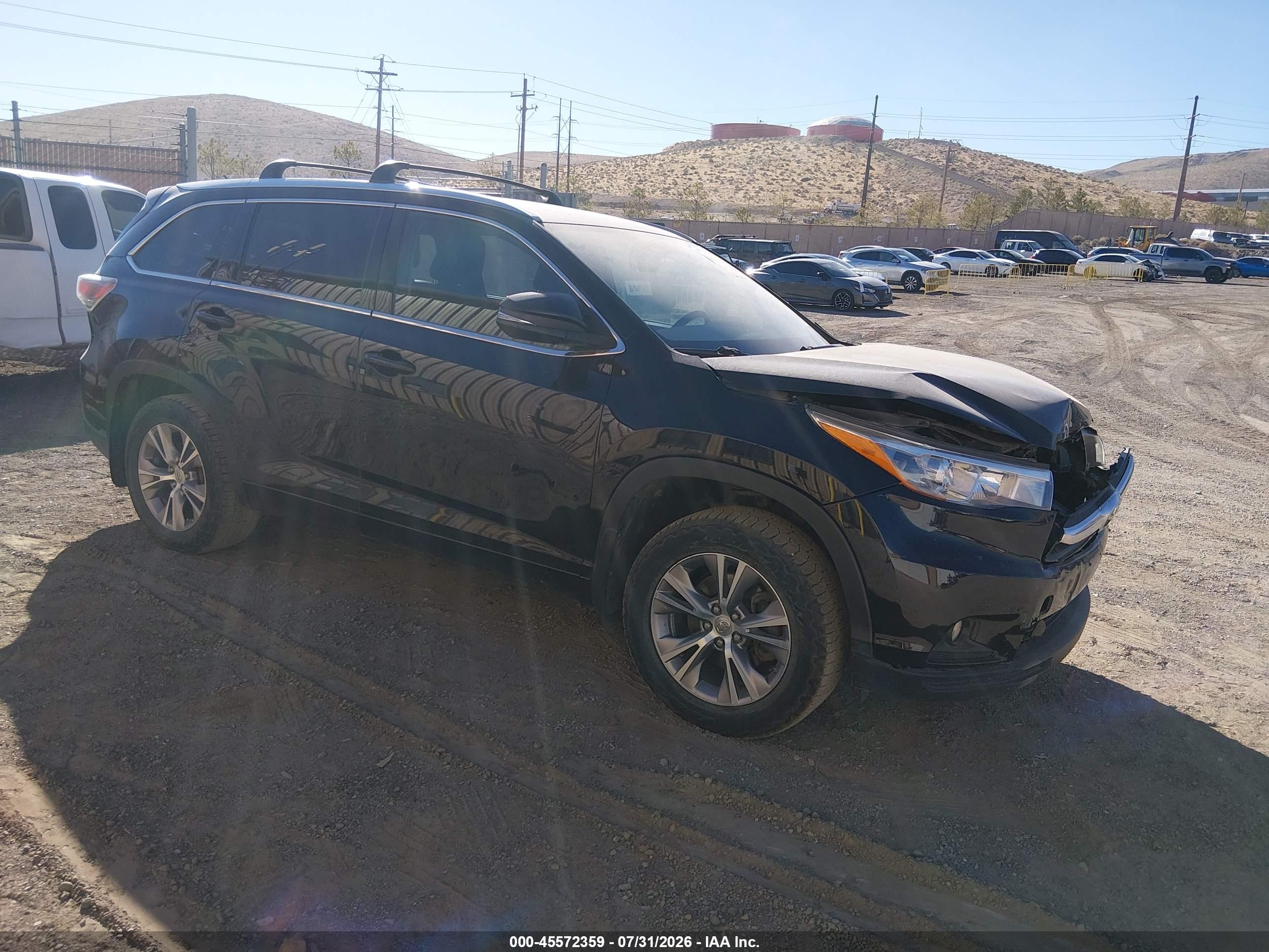 2015 Toyota Highlander Xle V6 Black vin: 5TDJKRFH2FS200402
