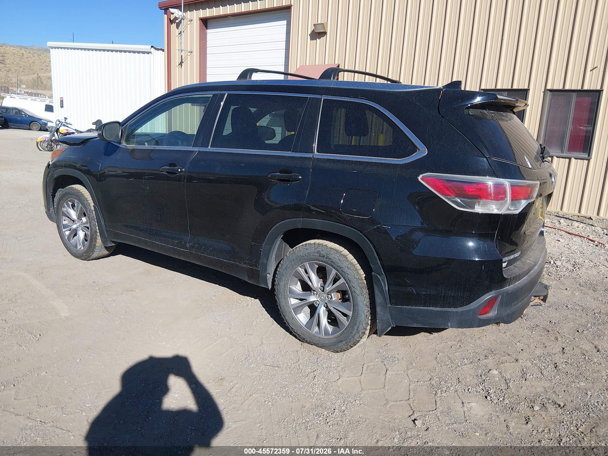 2015 Toyota Highlander Xle V6 Black vin: 5TDJKRFH2FS200402