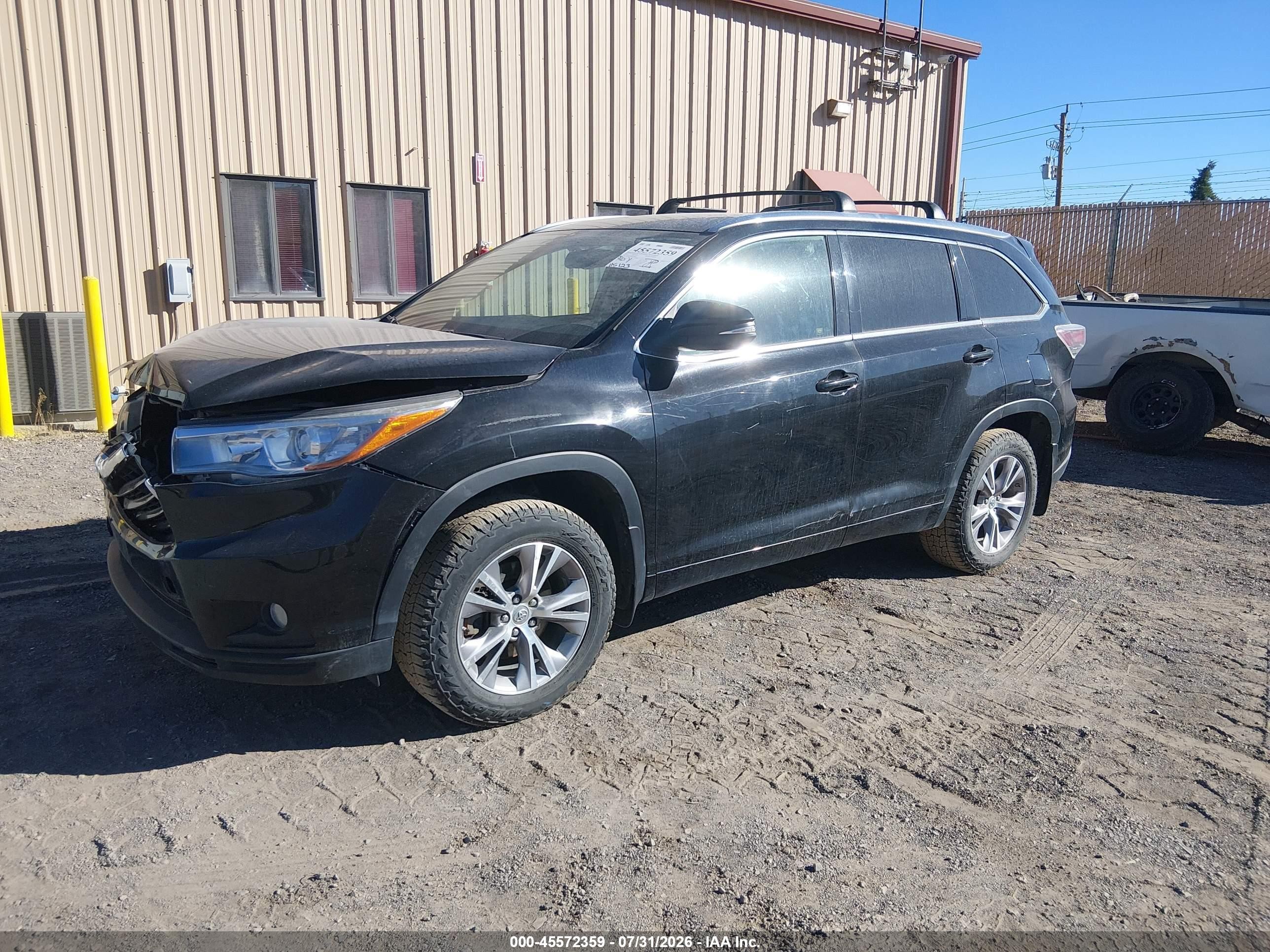 2015 Toyota Highlander Xle V6 Black vin: 5TDJKRFH2FS200402