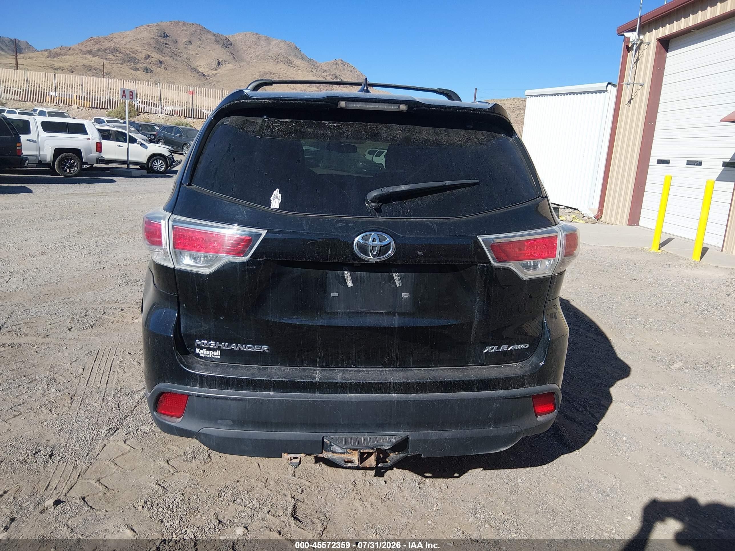 2015 Toyota Highlander Xle V6 Black vin: 5TDJKRFH2FS200402