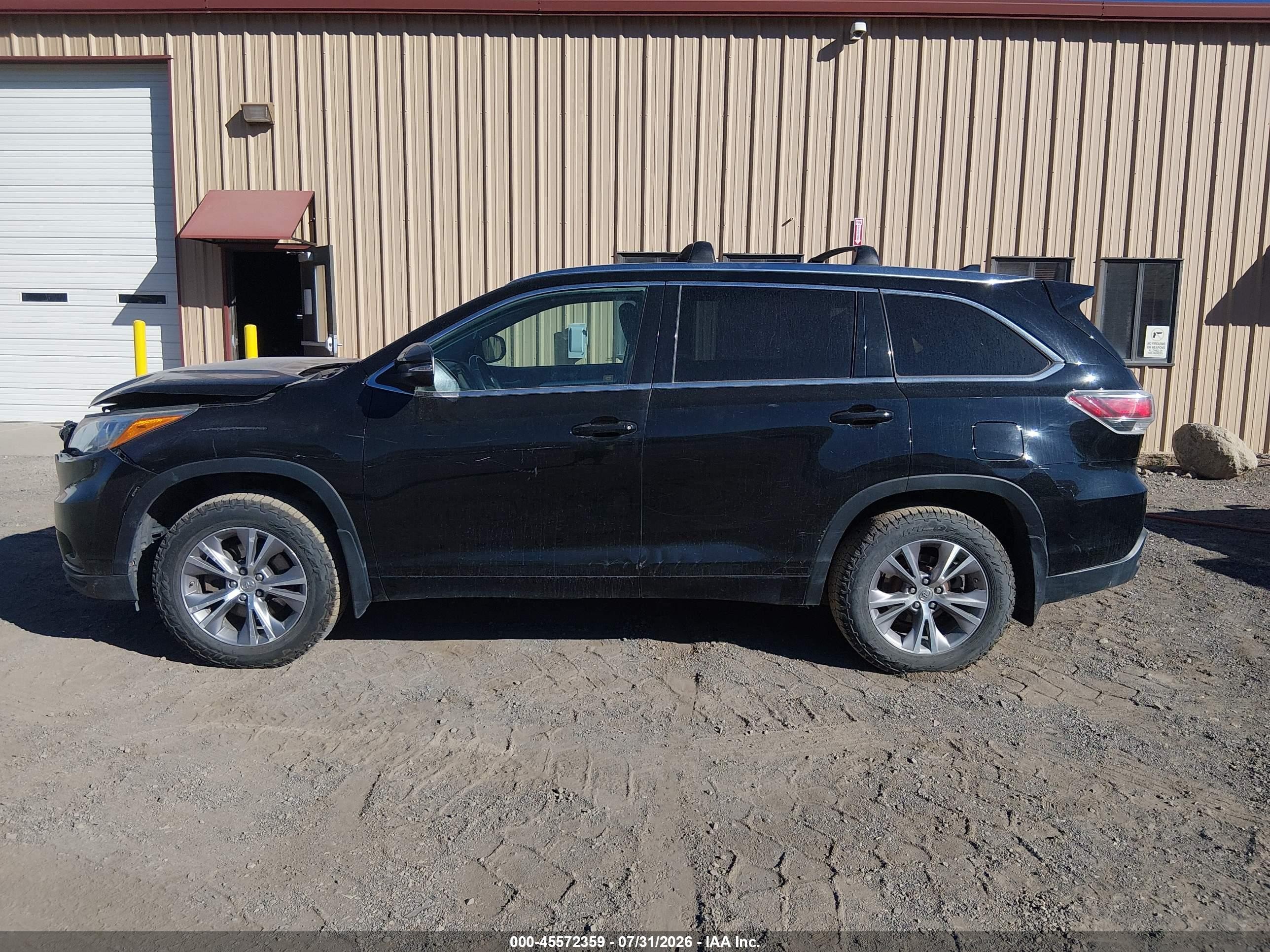 2015 Toyota Highlander Xle V6 Black vin: 5TDJKRFH2FS200402