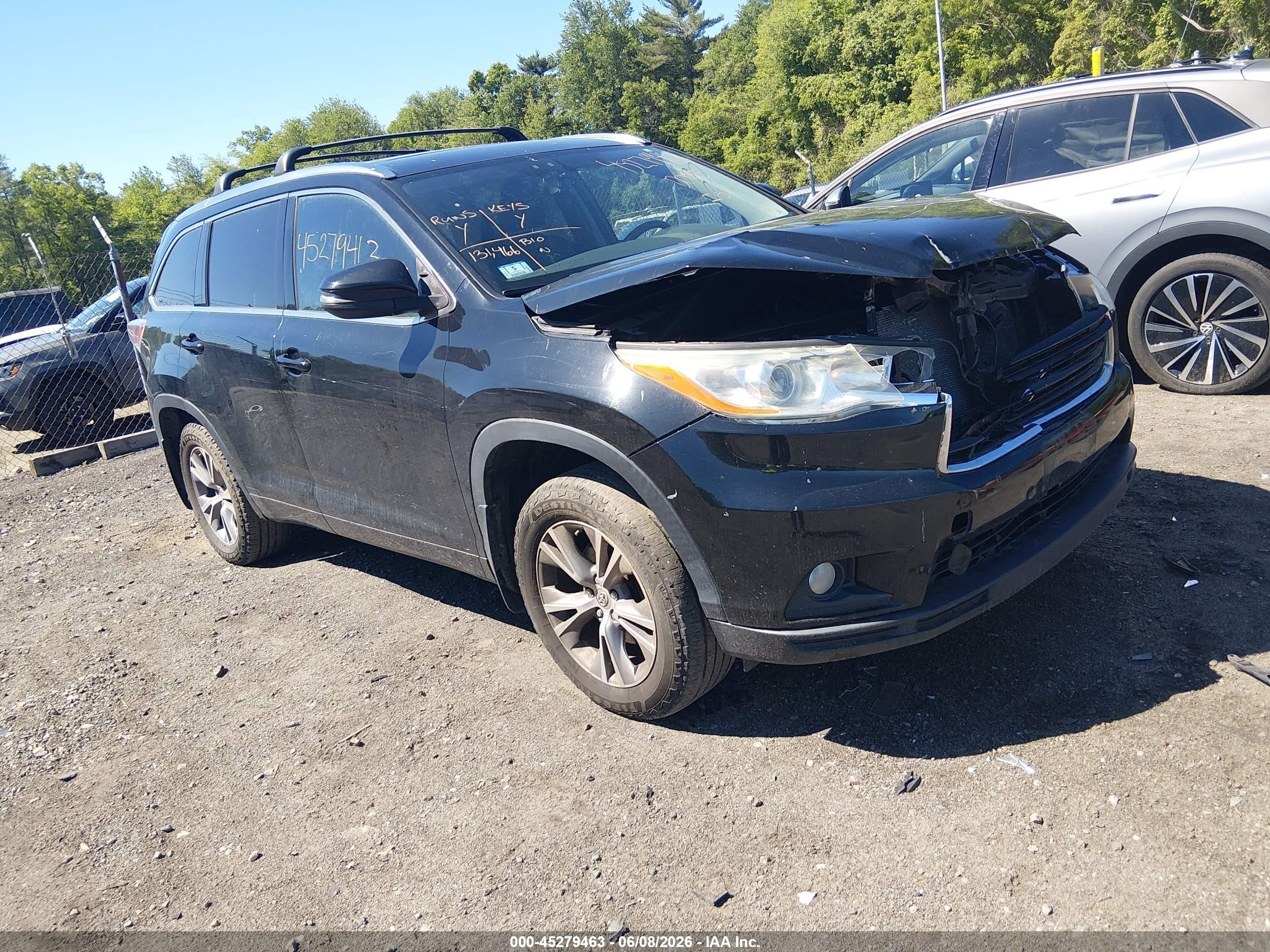 2014 Toyota Highlander Xle V6 Black vin: 5TDJKRFH3ES019887