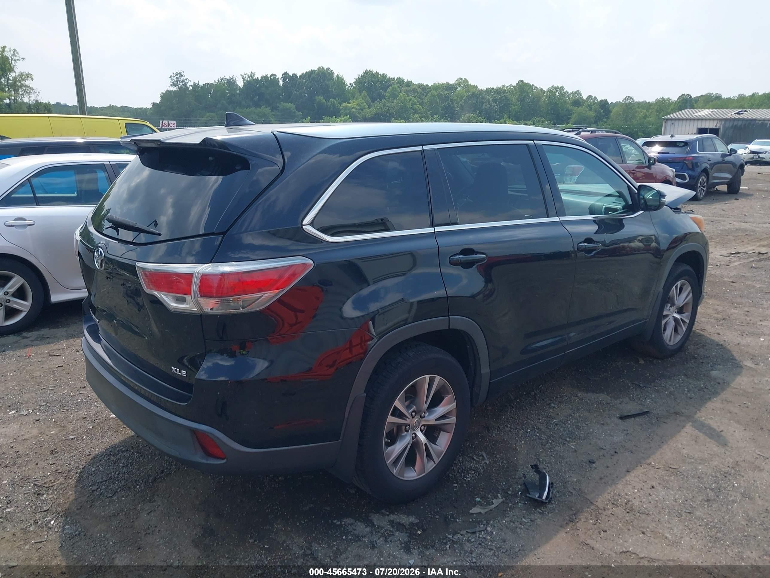 2014 Toyota Highlander Xle V6 Black vin: 5TDJKRFH3ES060357