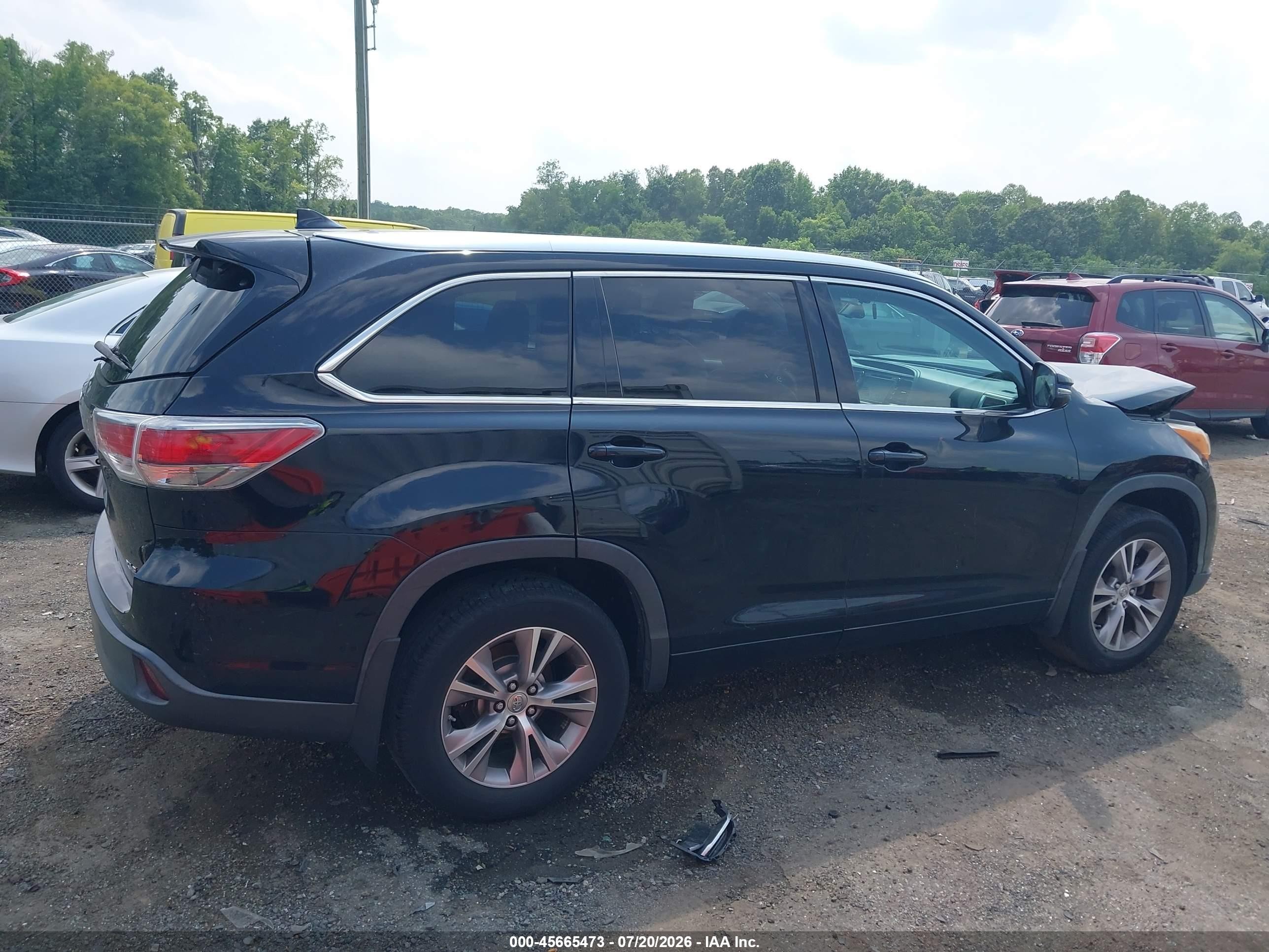 2014 Toyota Highlander Xle V6 Black vin: 5TDJKRFH3ES060357