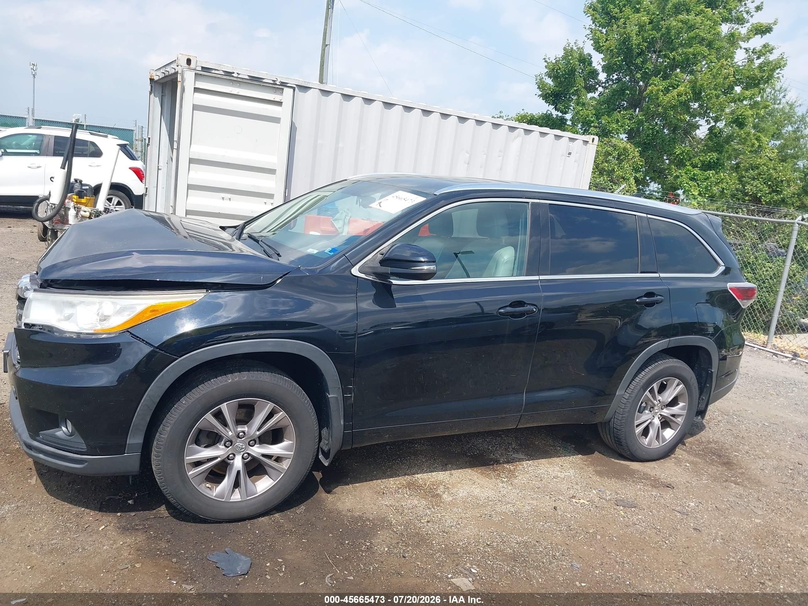 2014 Toyota Highlander Xle V6 Black vin: 5TDJKRFH3ES060357