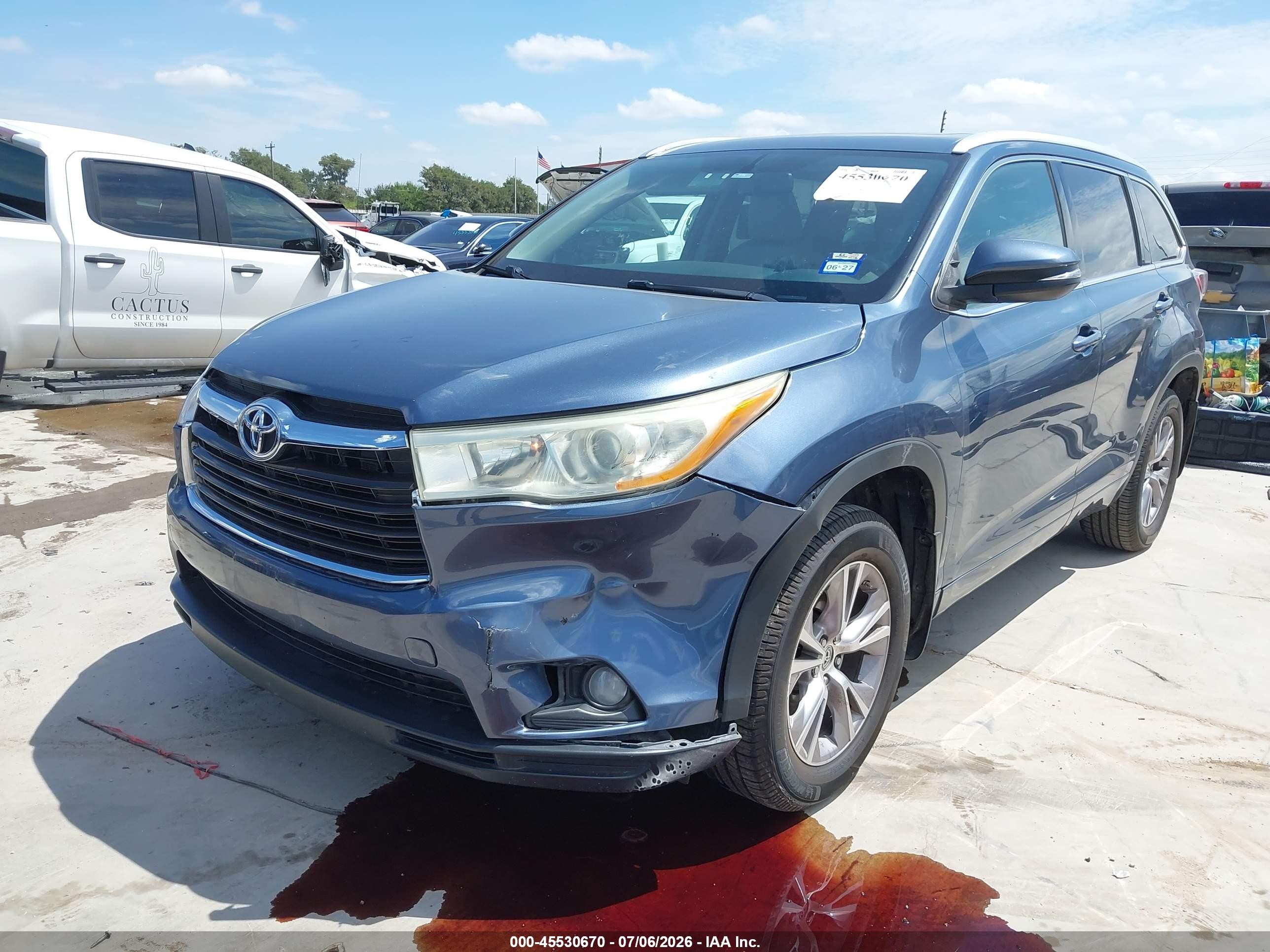 2014 Toyota Highlander Xle V6 Light Blue vin: 5TDJKRFH3ES071147