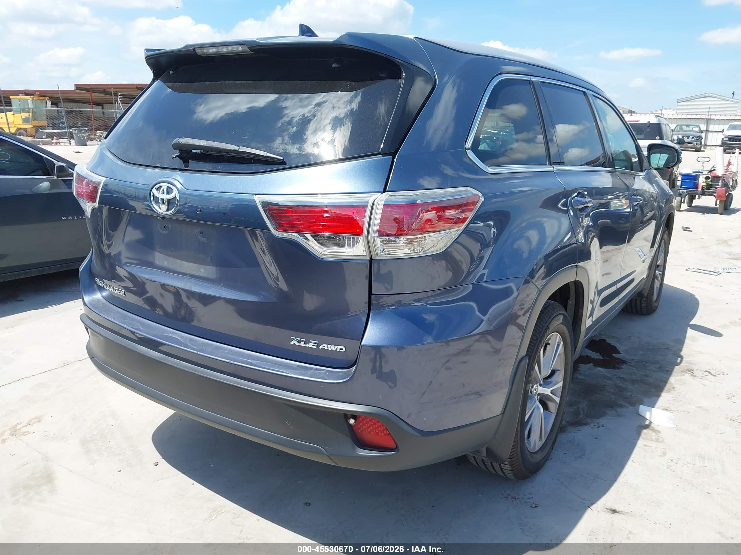 2014 Toyota Highlander Xle V6 Light Blue vin: 5TDJKRFH3ES071147