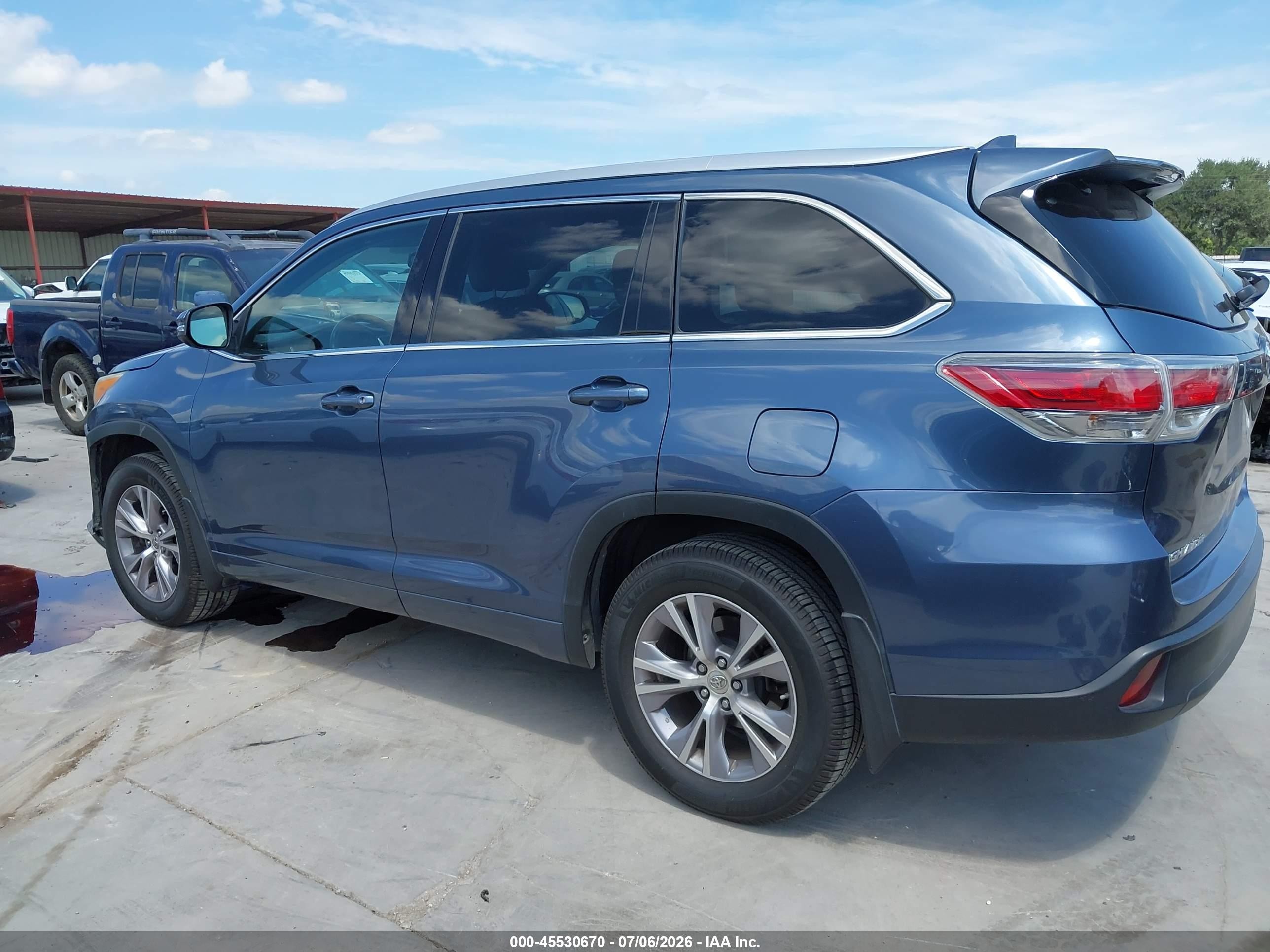 2014 Toyota Highlander Xle V6 Light Blue vin: 5TDJKRFH3ES071147