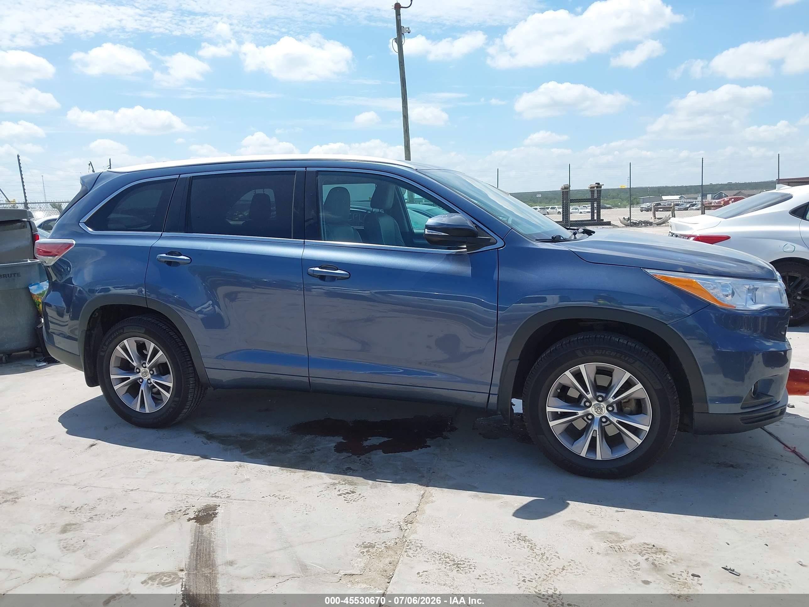 2014 Toyota Highlander Xle V6 Light Blue vin: 5TDJKRFH3ES071147