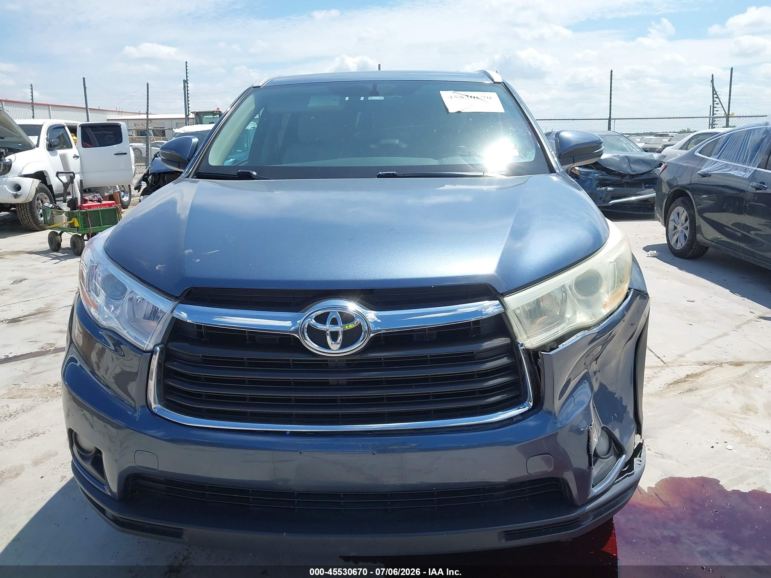 2014 Toyota Highlander Xle V6 Light Blue vin: 5TDJKRFH3ES071147