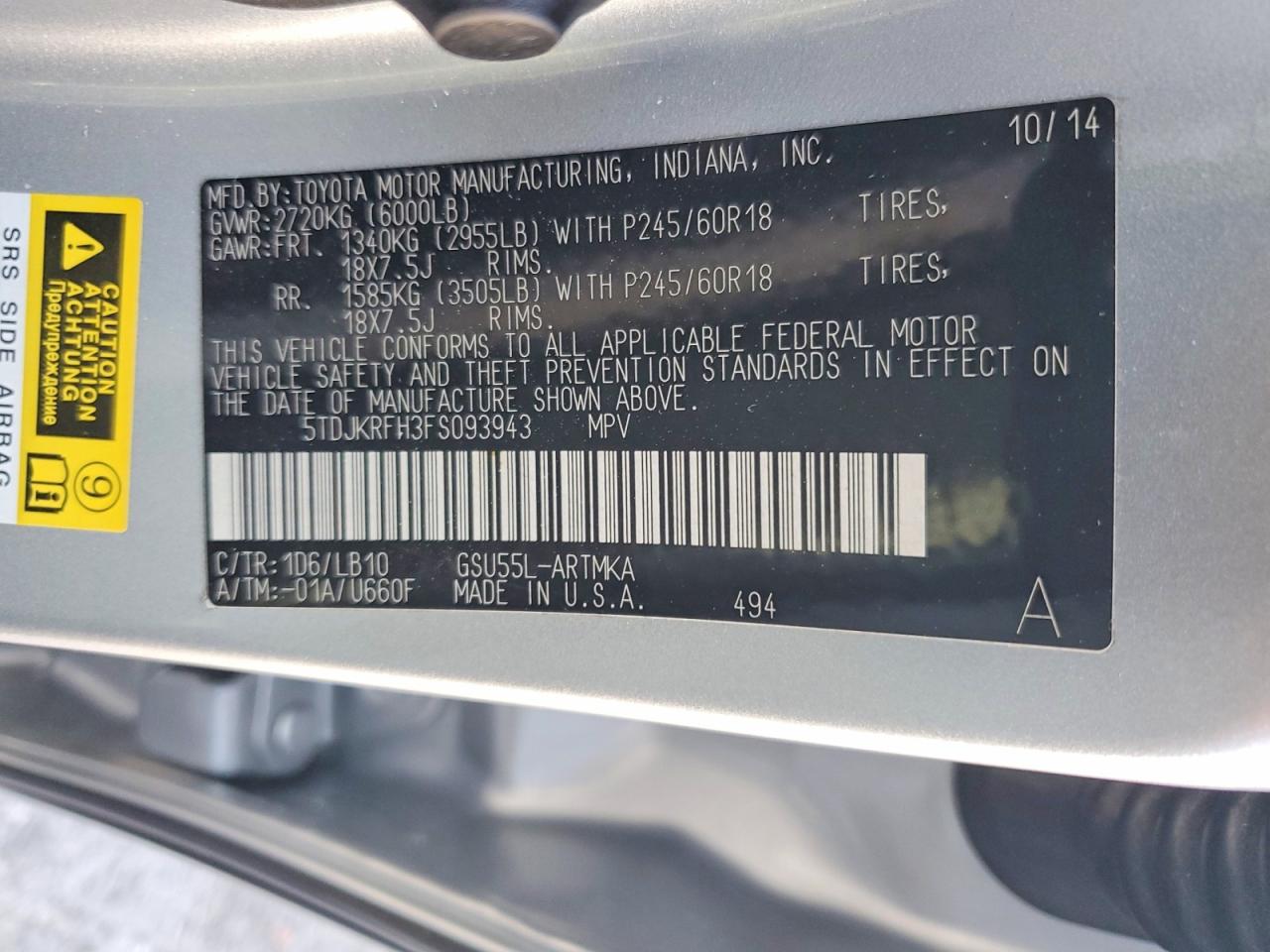 2015 Toyota Highlander Xle Silver vin: 5TDJKRFH3FS093943
