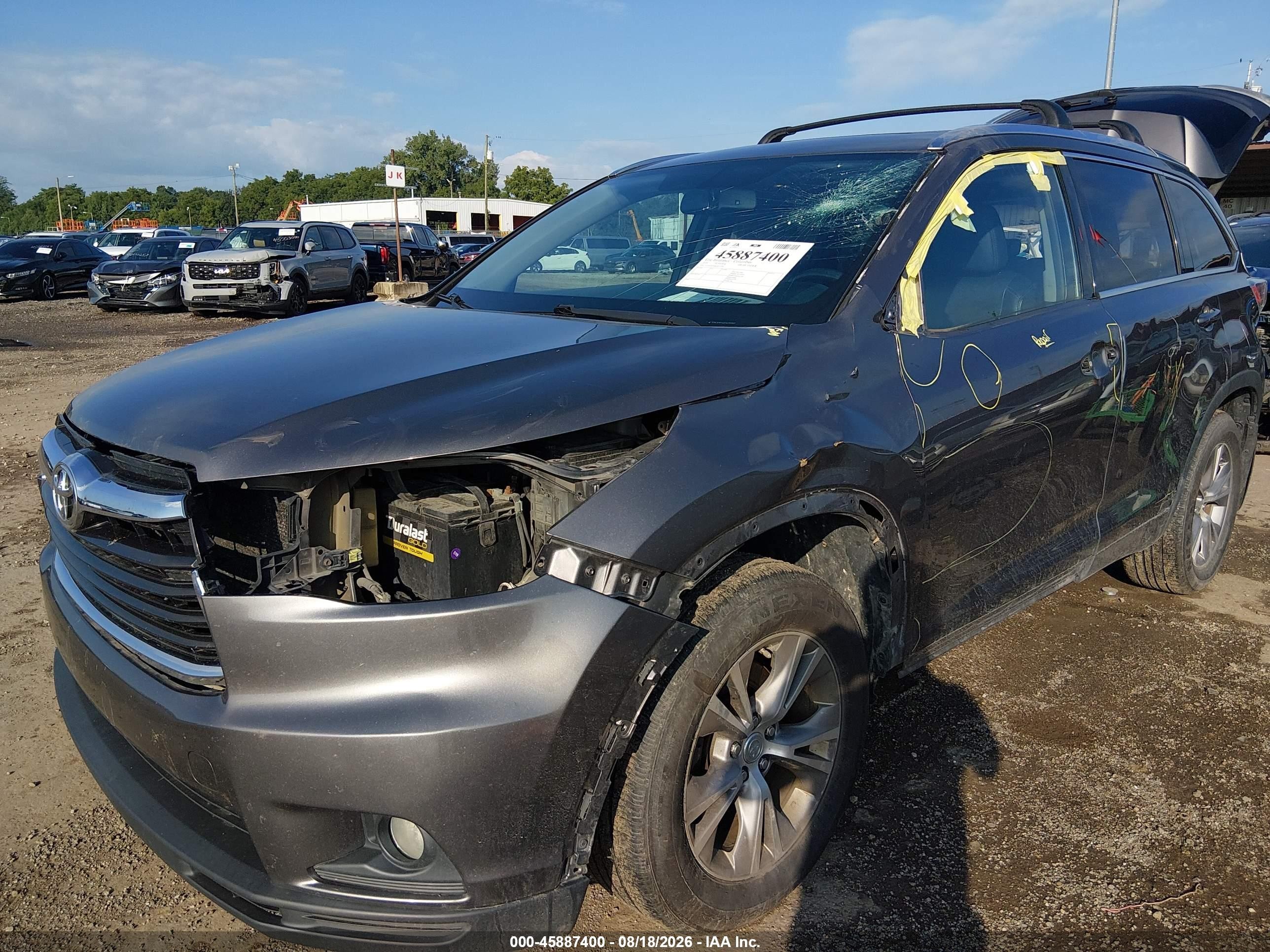 2014 Toyota Highlander Xle V6 Серый vin: 5TDJKRFH4ES032793