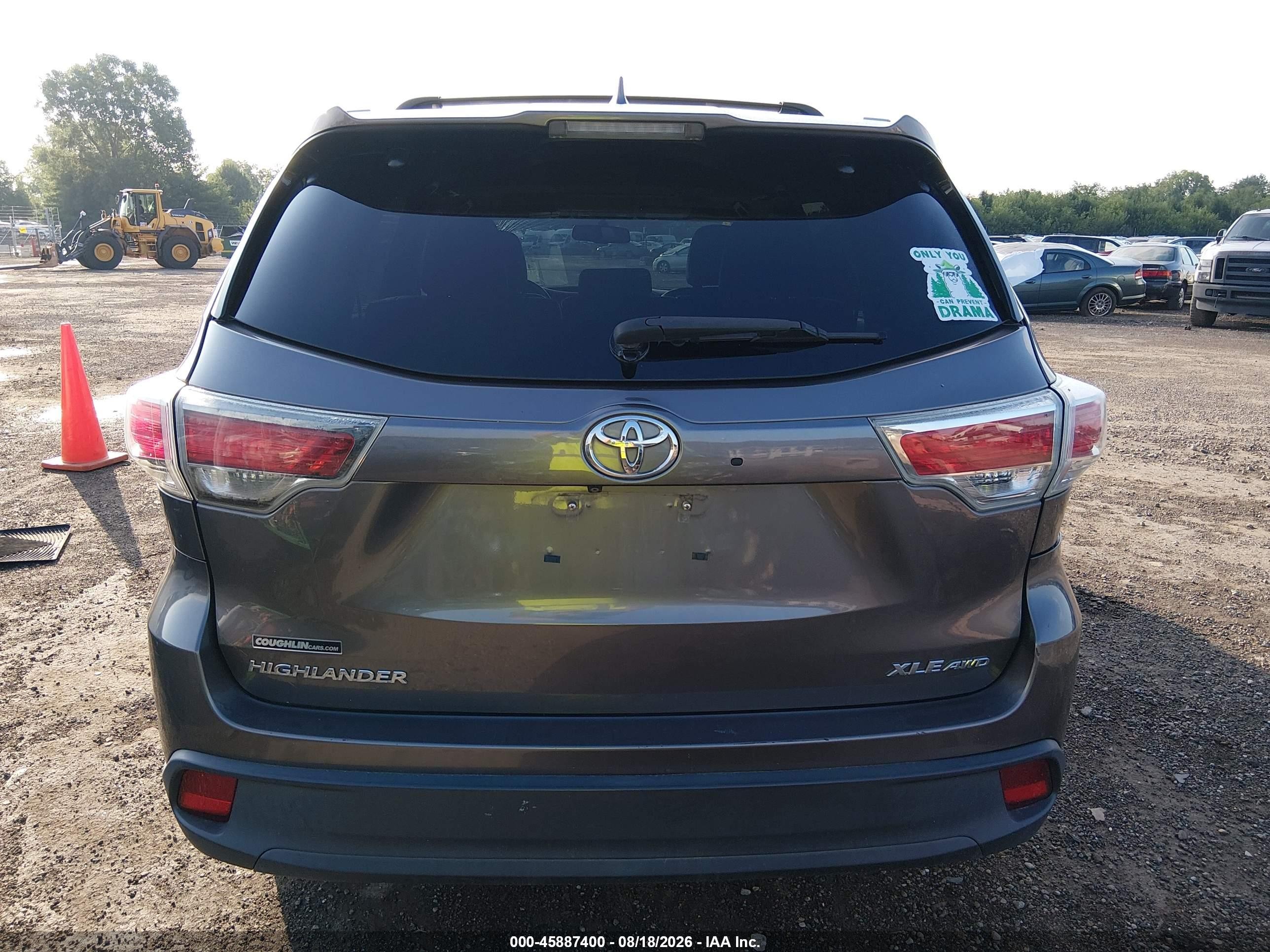 2014 Toyota Highlander Xle V6 Серый vin: 5TDJKRFH4ES032793