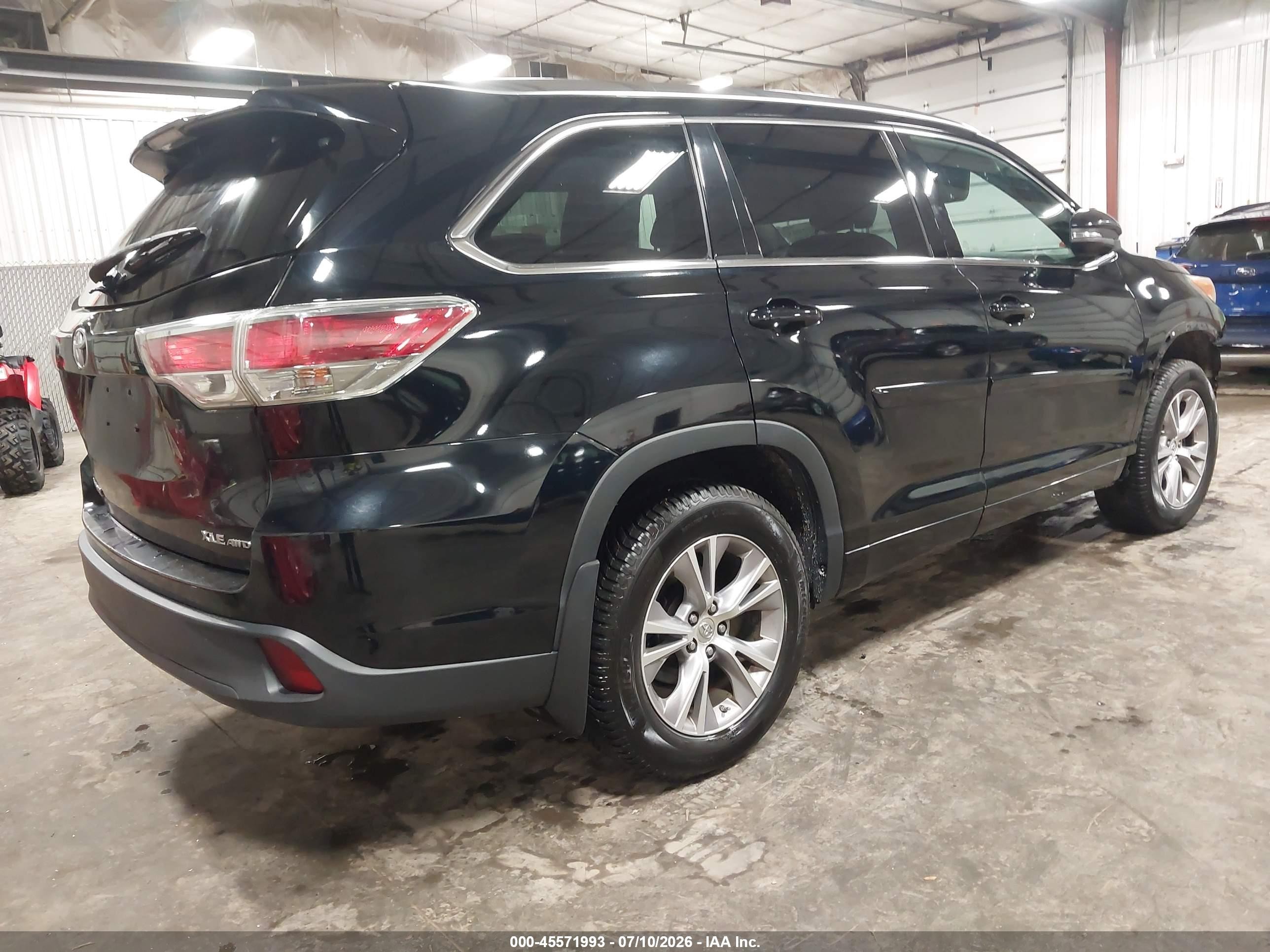 2015 Toyota Highlander Xle V6 Black vin: 5TDJKRFH4FS090629